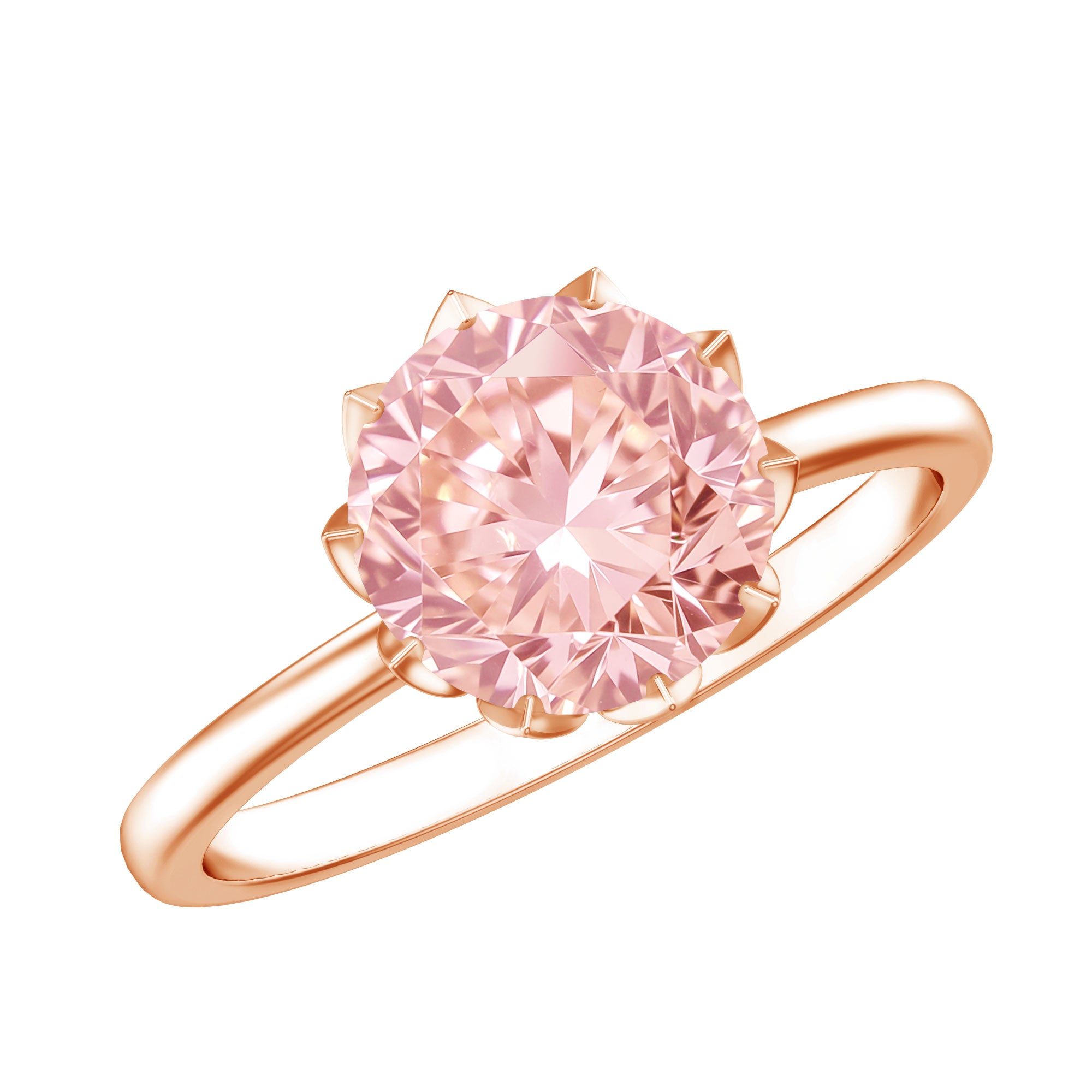 Rosec Jewels-Lotus Basket Set 2 Carat Engagement Ring with IGI Certified Lab Grown Pink Diamond