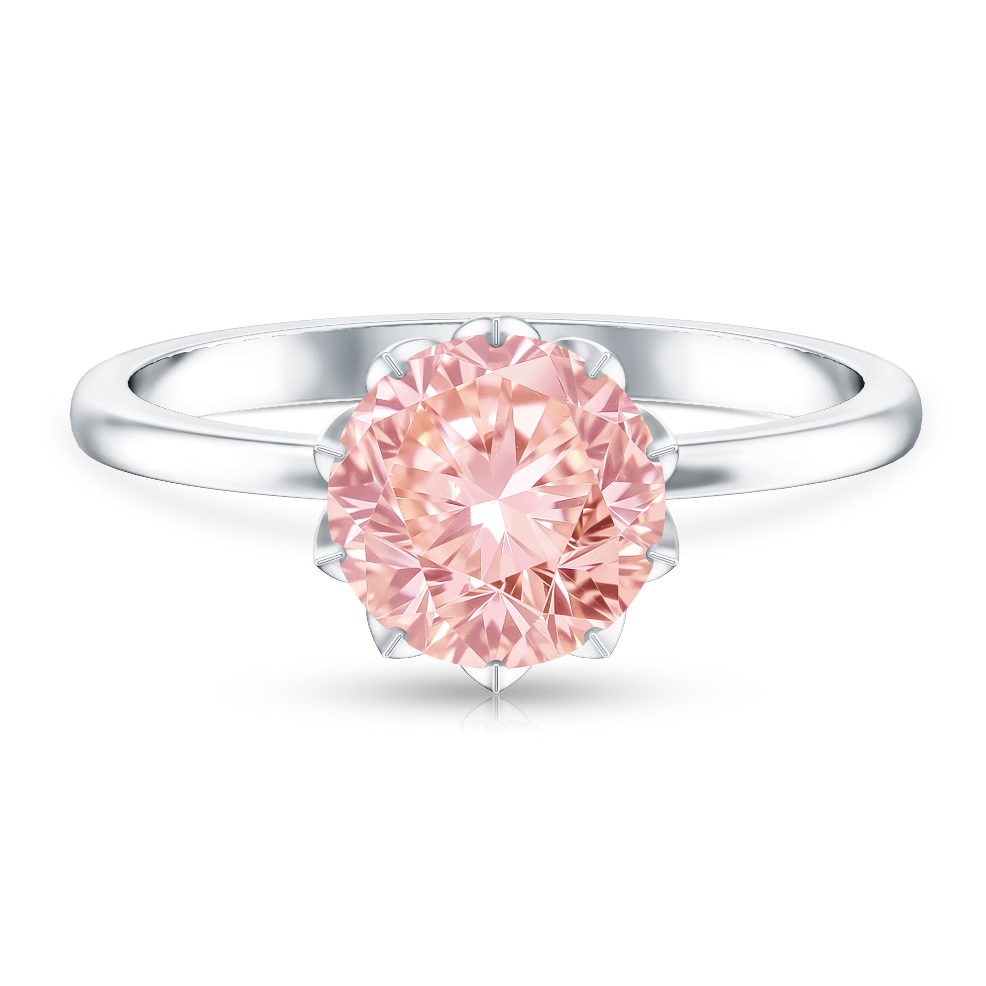 Rosec Jewels-Lotus Basket Set 2 Carat Engagement Ring with IGI Certified Lab Grown Pink Diamond
