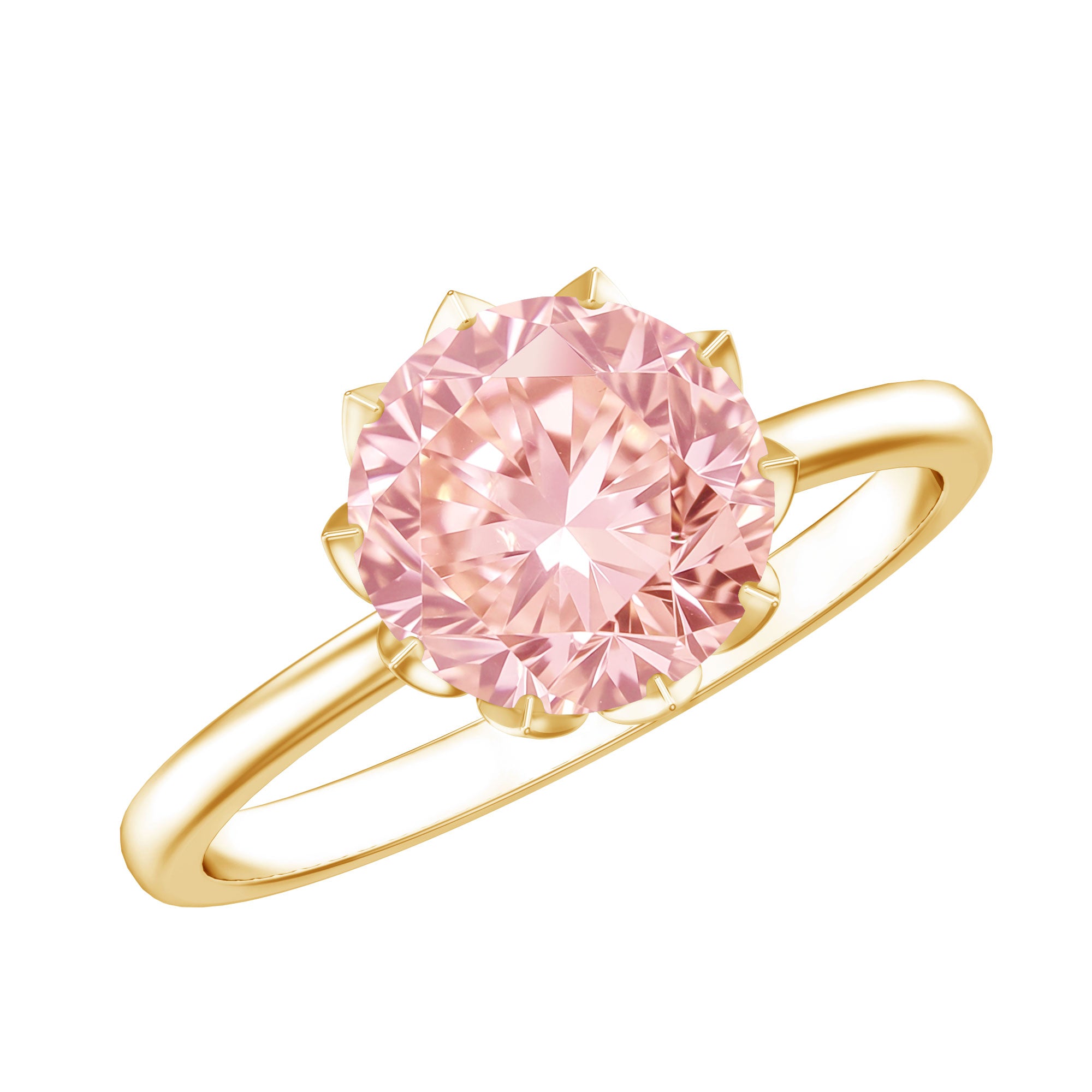 Rosec Jewels-Lotus Basket Set 2 Carat Engagement Ring with IGI Certified Lab Grown Pink Diamond