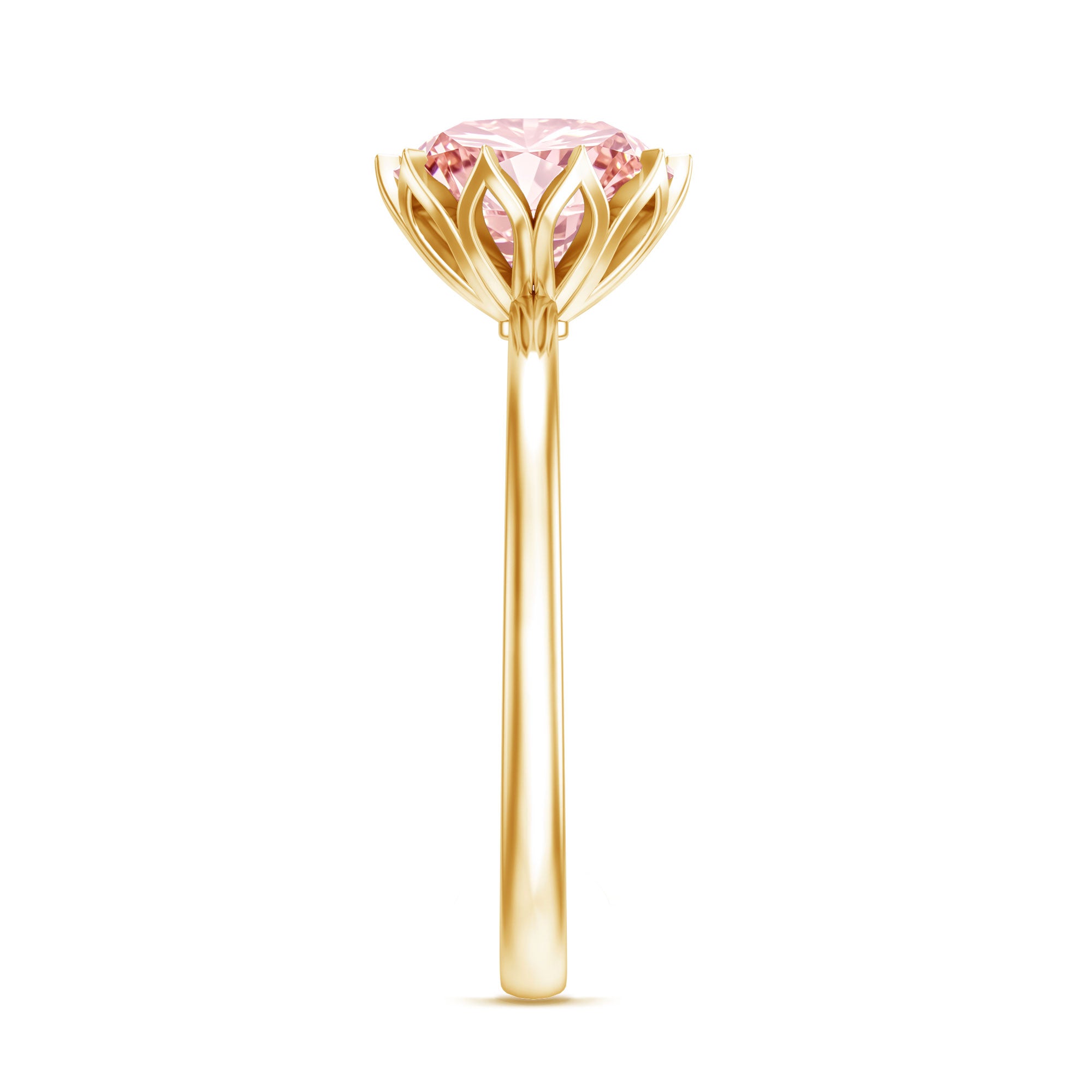 Rosec Jewels-Lotus Basket Set 2 Carat Engagement Ring with IGI Certified Lab Grown Pink Diamond