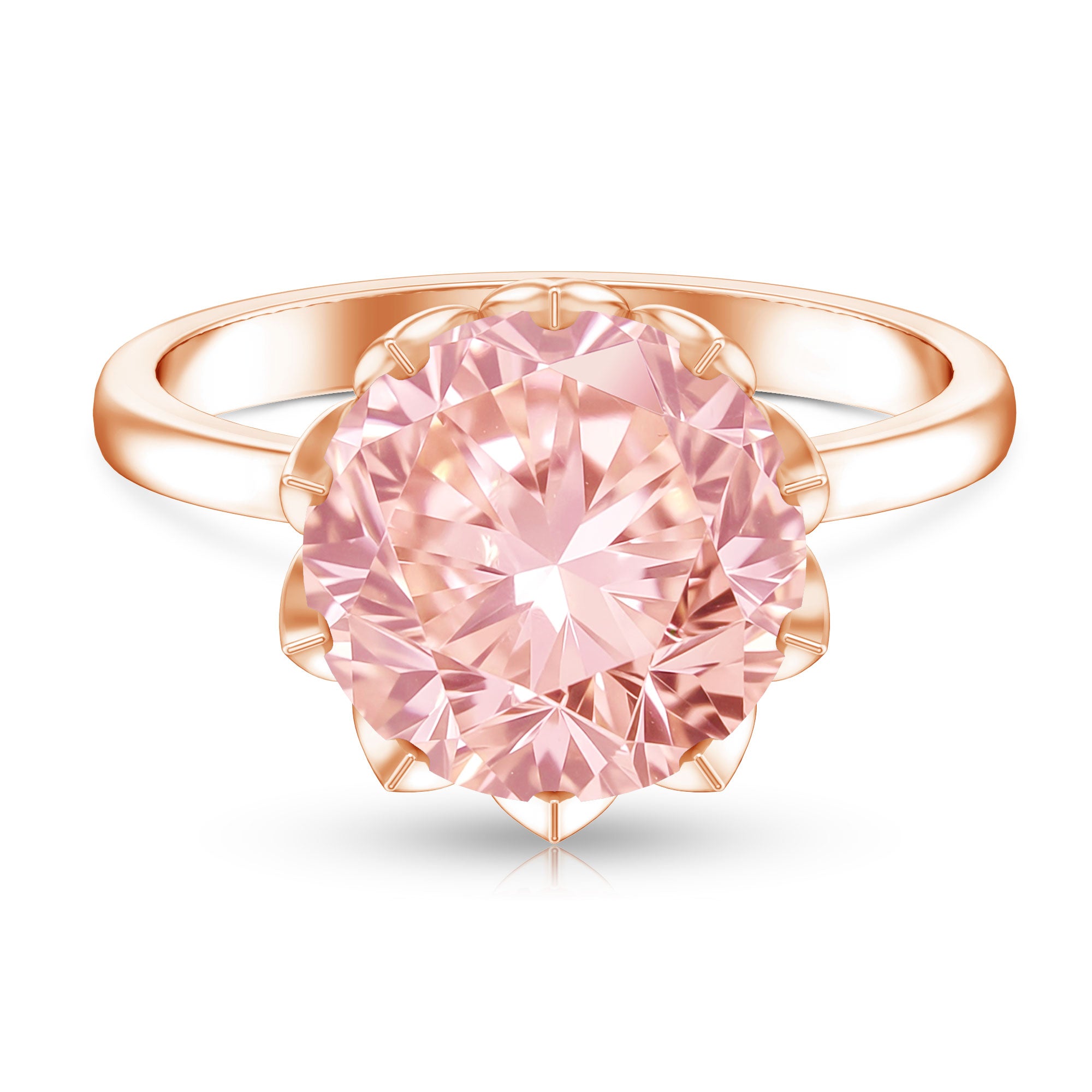 IGI Certified Solitaire 5 Carat Lab Grown Pink Diamond Lotus Engagement Ring Fancy Pink - VS1 - Rosec Jewels