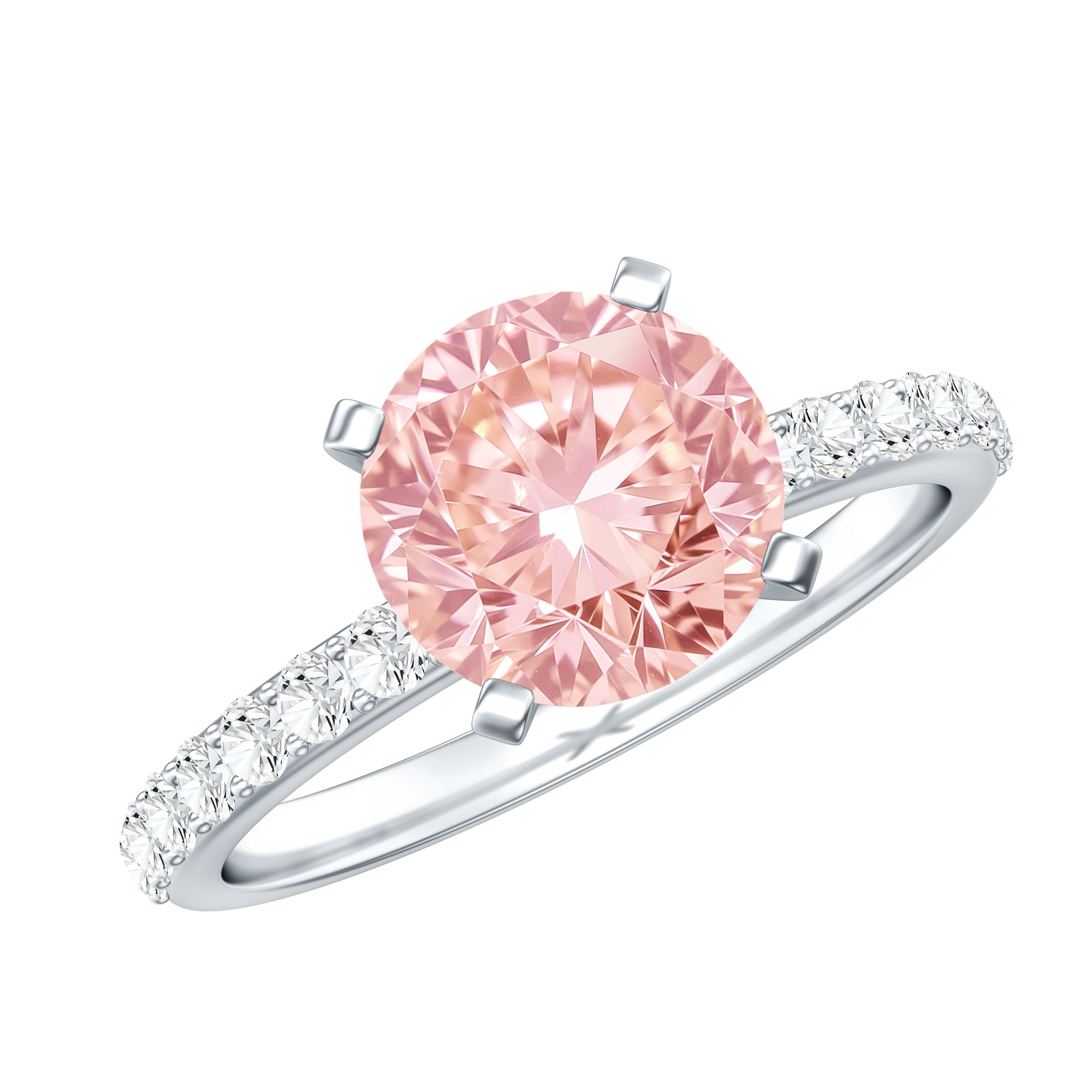 IGI Certified 2 Carat Lab Grown Pink and White Diamond Engagement Ring for Her Fancy Pink - VS1 - Rosec Jewels