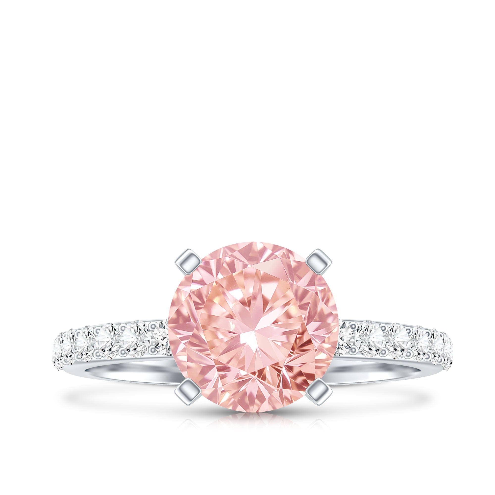 IGI Certified 2 Carat Lab Grown Pink and White Diamond Engagement Ring for Her Fancy Pink - VS1 - Rosec Jewels