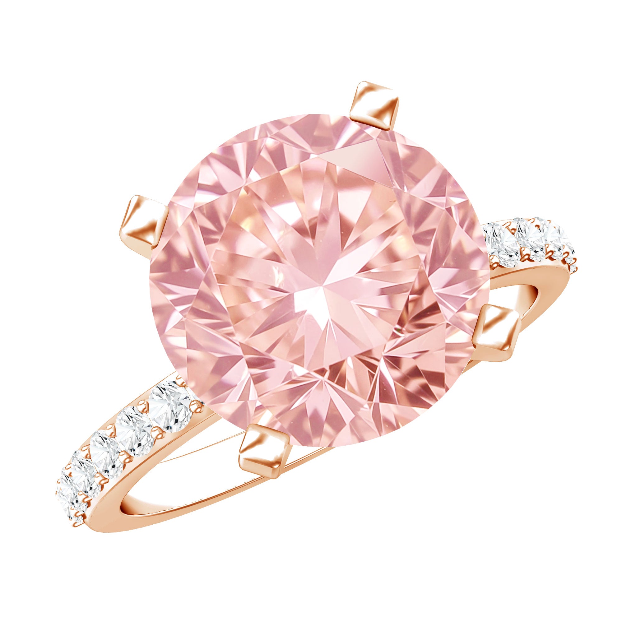 5 Carat IGI Certified Lab Created Pink Diamond Statement Ring with Side Stones Fancy Pink - VS1 - Rosec Jewels