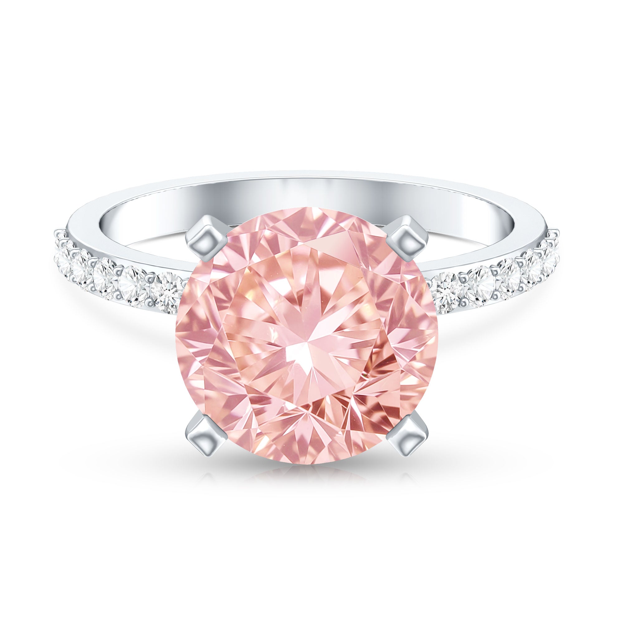 5 Carat IGI Certified Lab Created Pink Diamond Statement Ring with Side Stones Fancy Pink - VS1 - Rosec Jewels