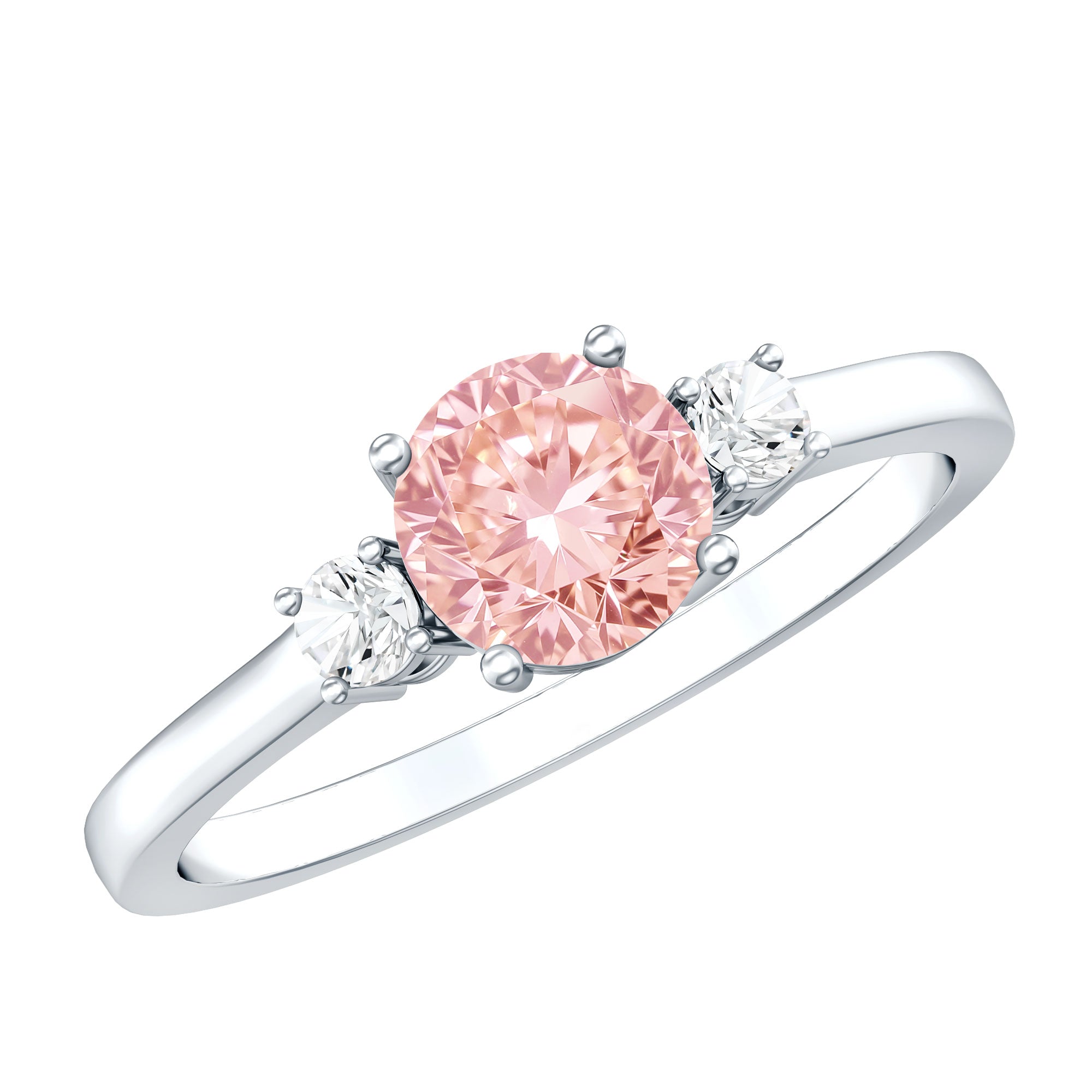 1 Carat IGI Certified Lab Grown Pink and White Diamond Three Stone Ring for Her Fancy Pink - VS1 - Rosec Jewels