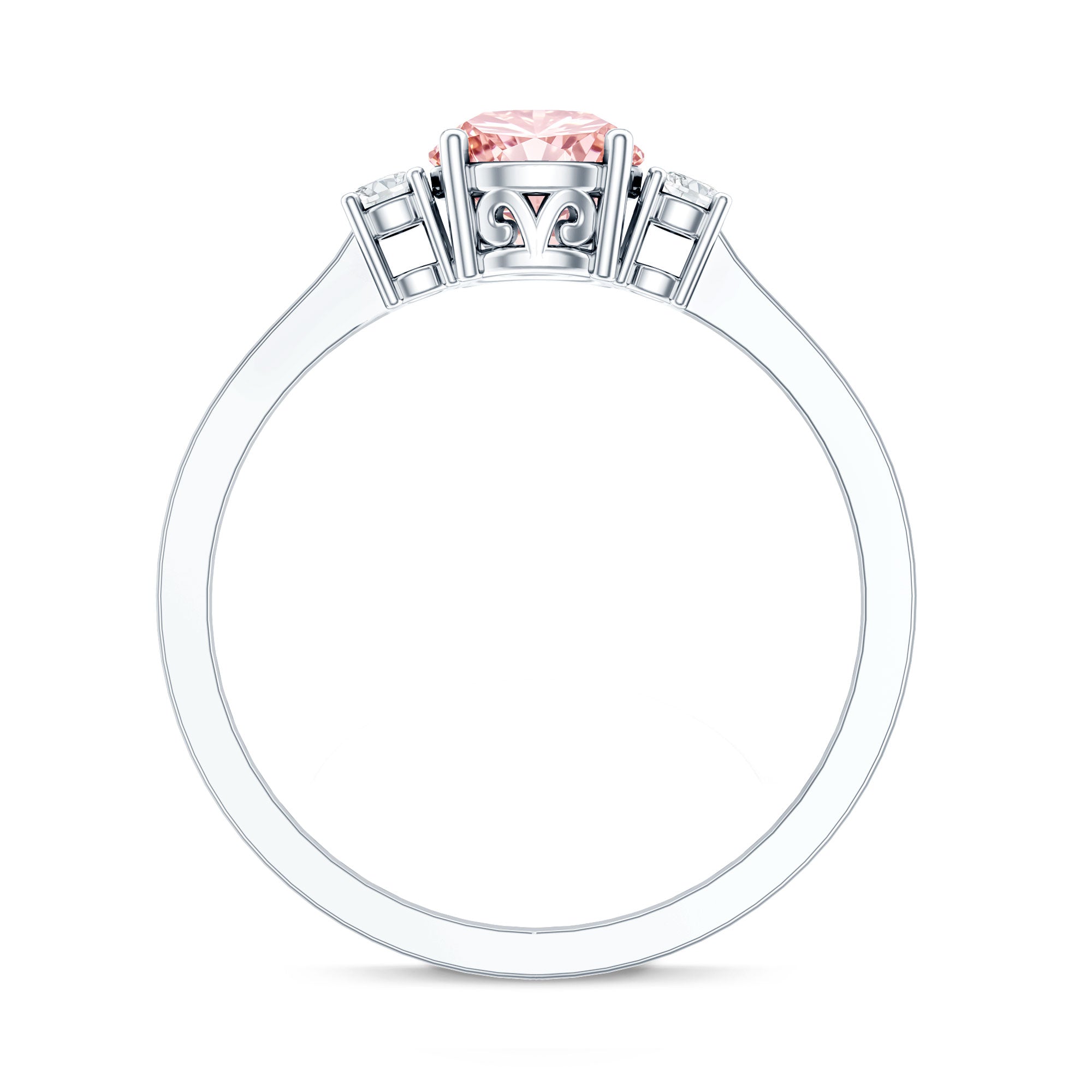 1 Carat IGI Certified Lab Grown Pink and White Diamond Three Stone Ring for Her Fancy Pink - VS1 - Rosec Jewels