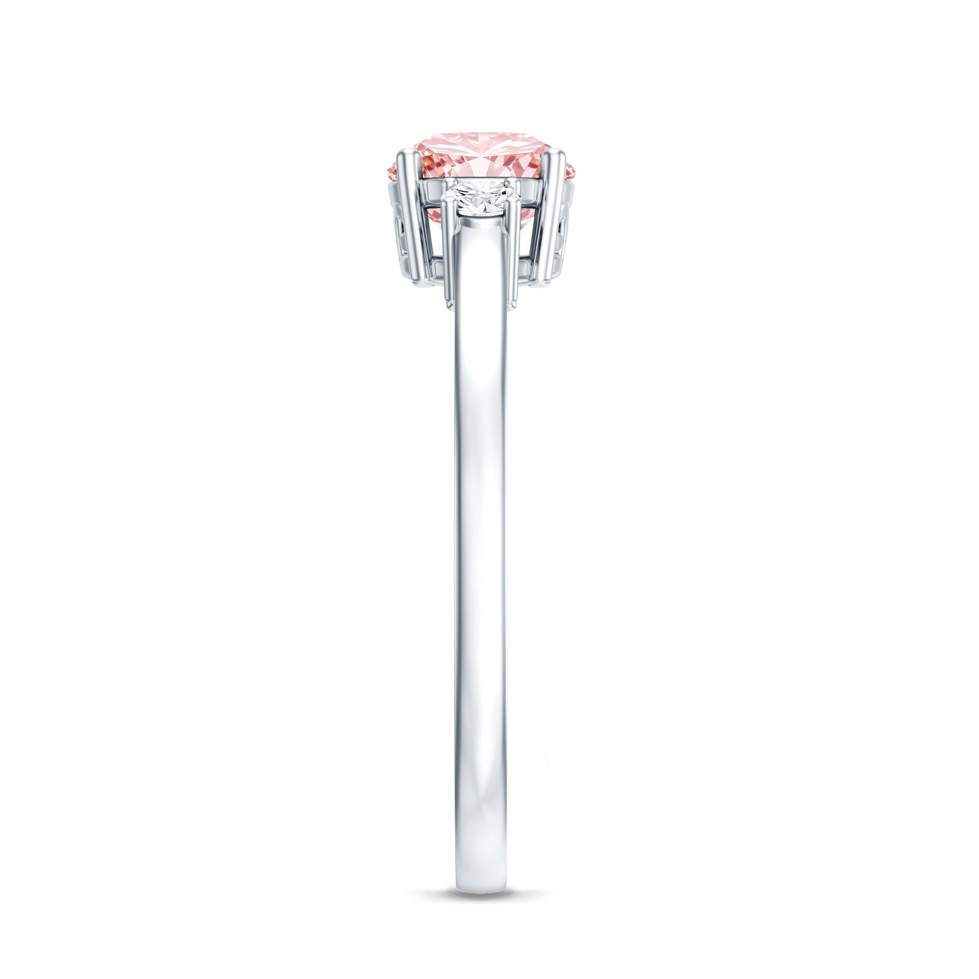 1 Carat IGI Certified Lab Grown Pink and White Diamond Three Stone Ring for Her Fancy Pink - VS1 - Rosec Jewels