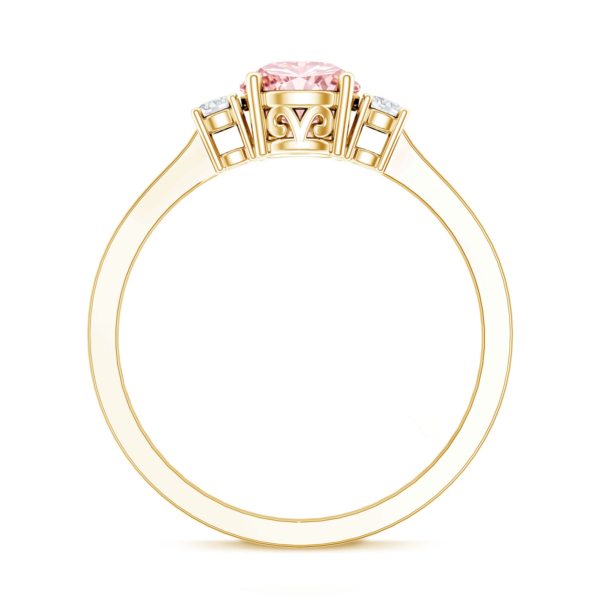 1 Carat IGI Certified Lab Grown Pink and White Diamond Three Stone Ring for Her Fancy Pink - VS1 - Rosec Jewels