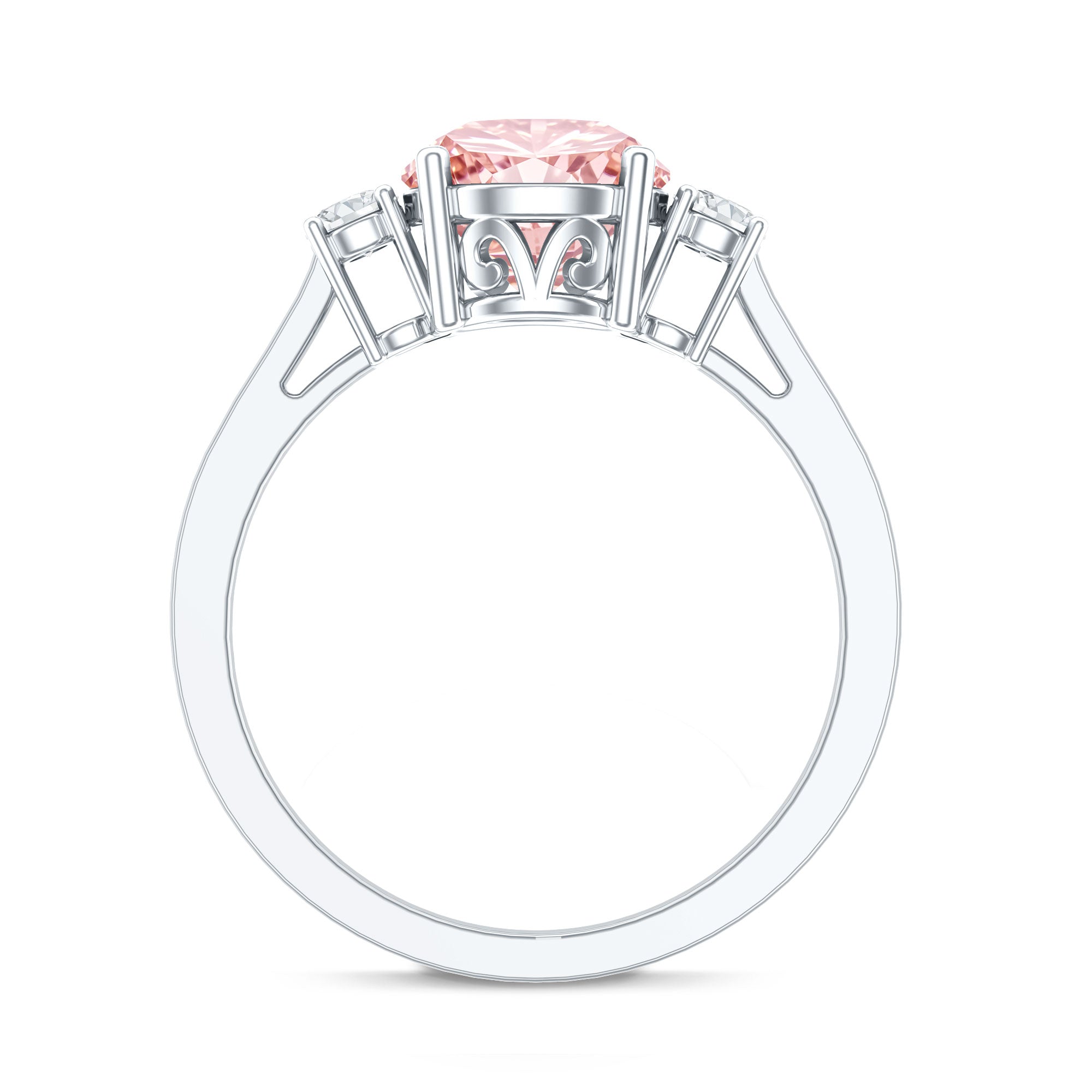 2 Carat Lab Grown Pink Diamond Three Stone Engagement Ring with IGI Certificate Fancy Pink - VS1 - Rosec Jewels
