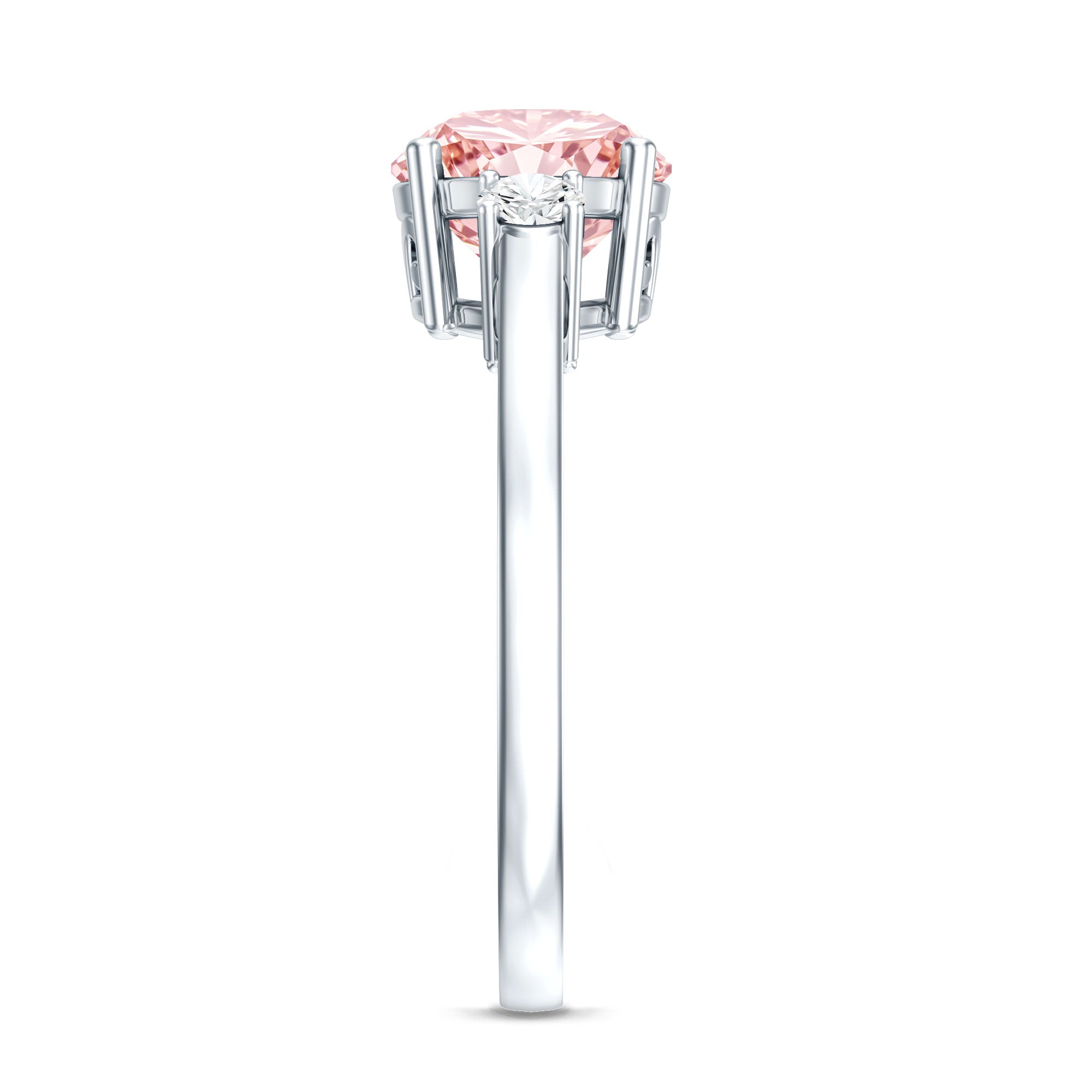 2 Carat Lab Grown Pink Diamond Three Stone Engagement Ring with IGI Certificate Fancy Pink - VS1 - Rosec Jewels