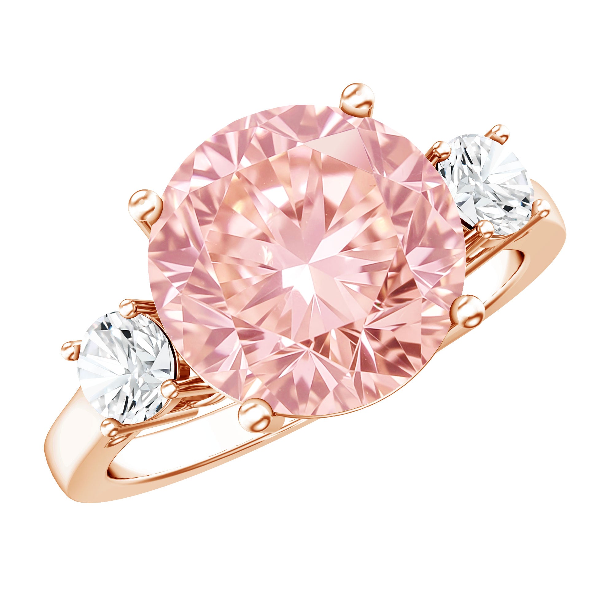 IGI Certified Lab Created Pink and White Diamond Three Stone Engagement Ring 5 Carat Fancy Pink - VS1 - Rosec Jewels