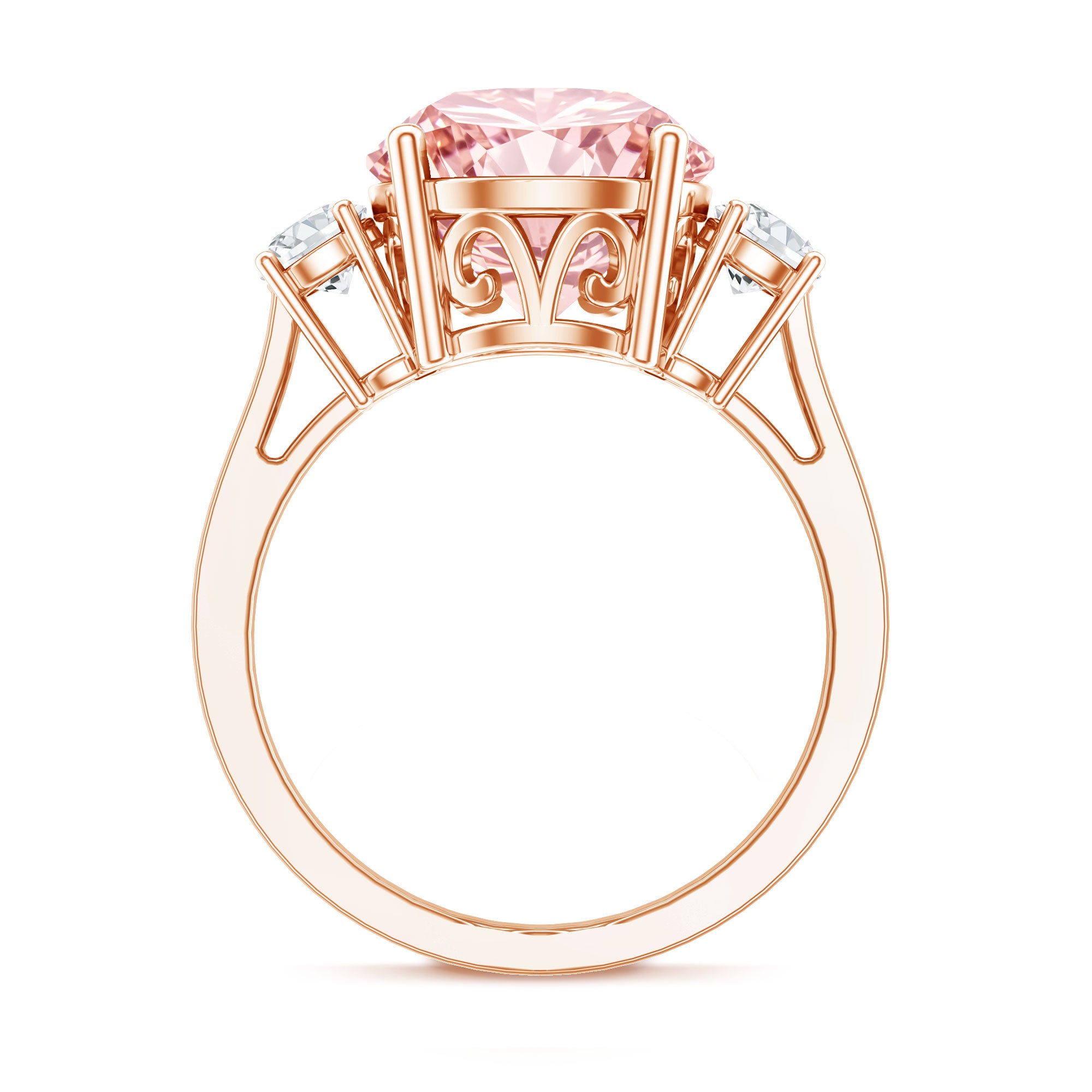 IGI Certified Lab Created Pink and White Diamond Three Stone Engagement Ring 5 Carat Fancy Pink - VS1 - Rosec Jewels