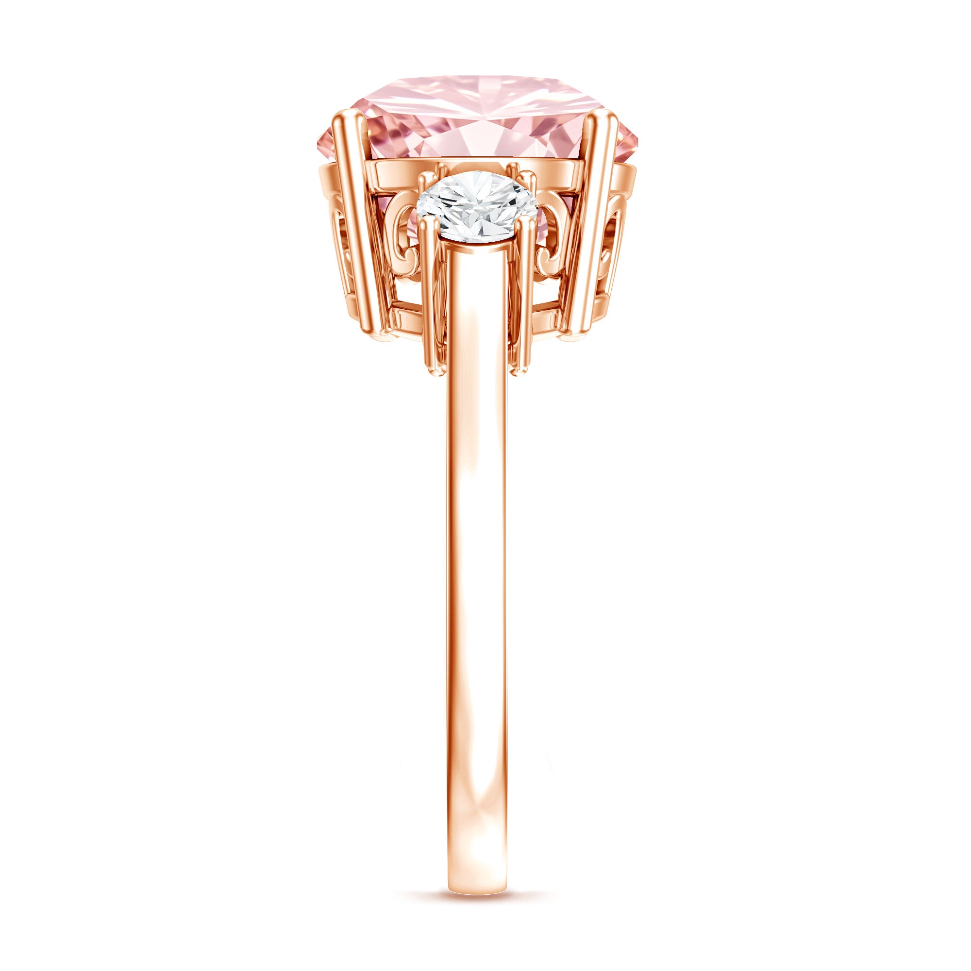 IGI Certified Lab Created Pink and White Diamond Three Stone Engagement Ring 5 Carat Fancy Pink - VS1 - Rosec Jewels