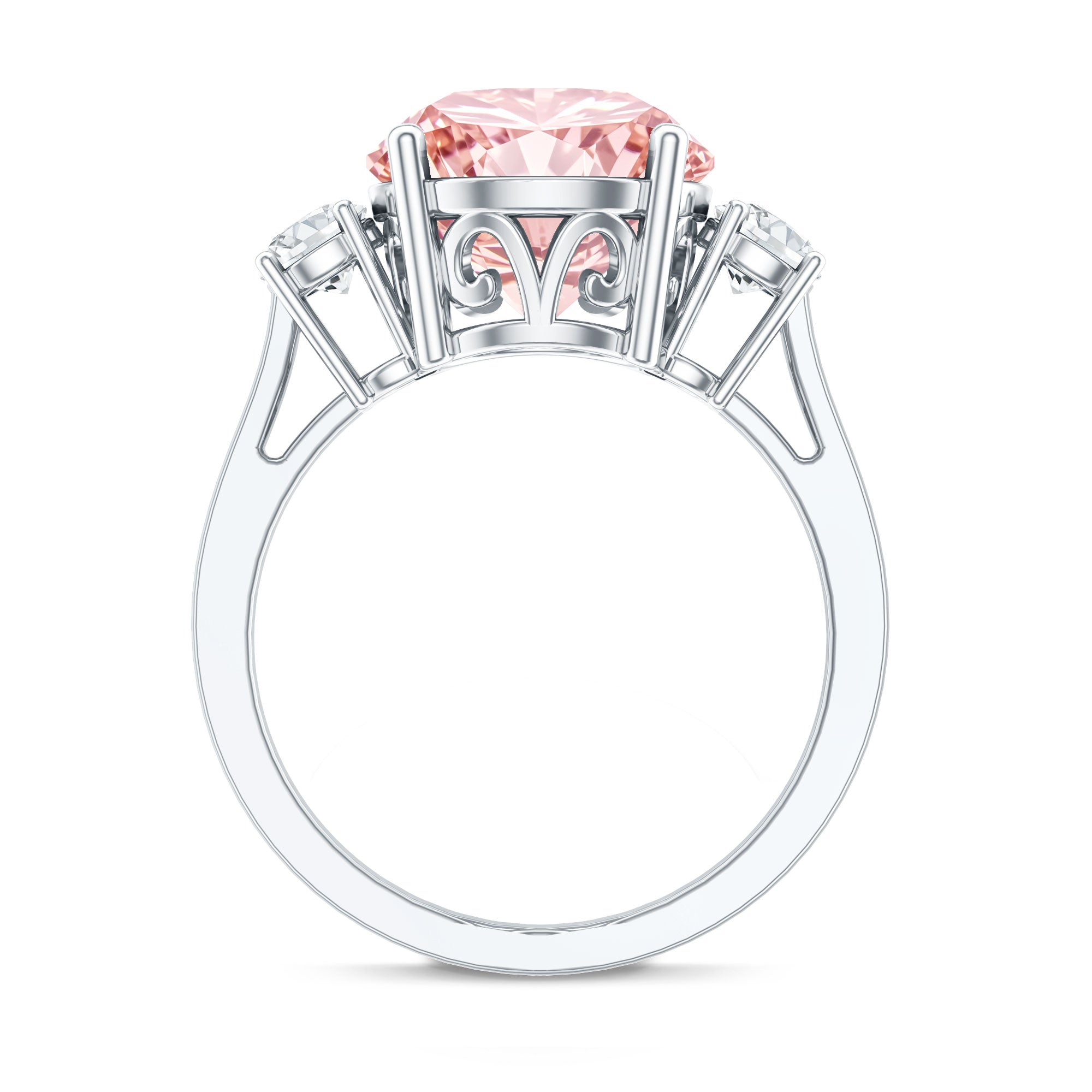 IGI Certified Lab Created Pink and White Diamond Three Stone Engagement Ring 5 Carat Fancy Pink - VS1 - Rosec Jewels