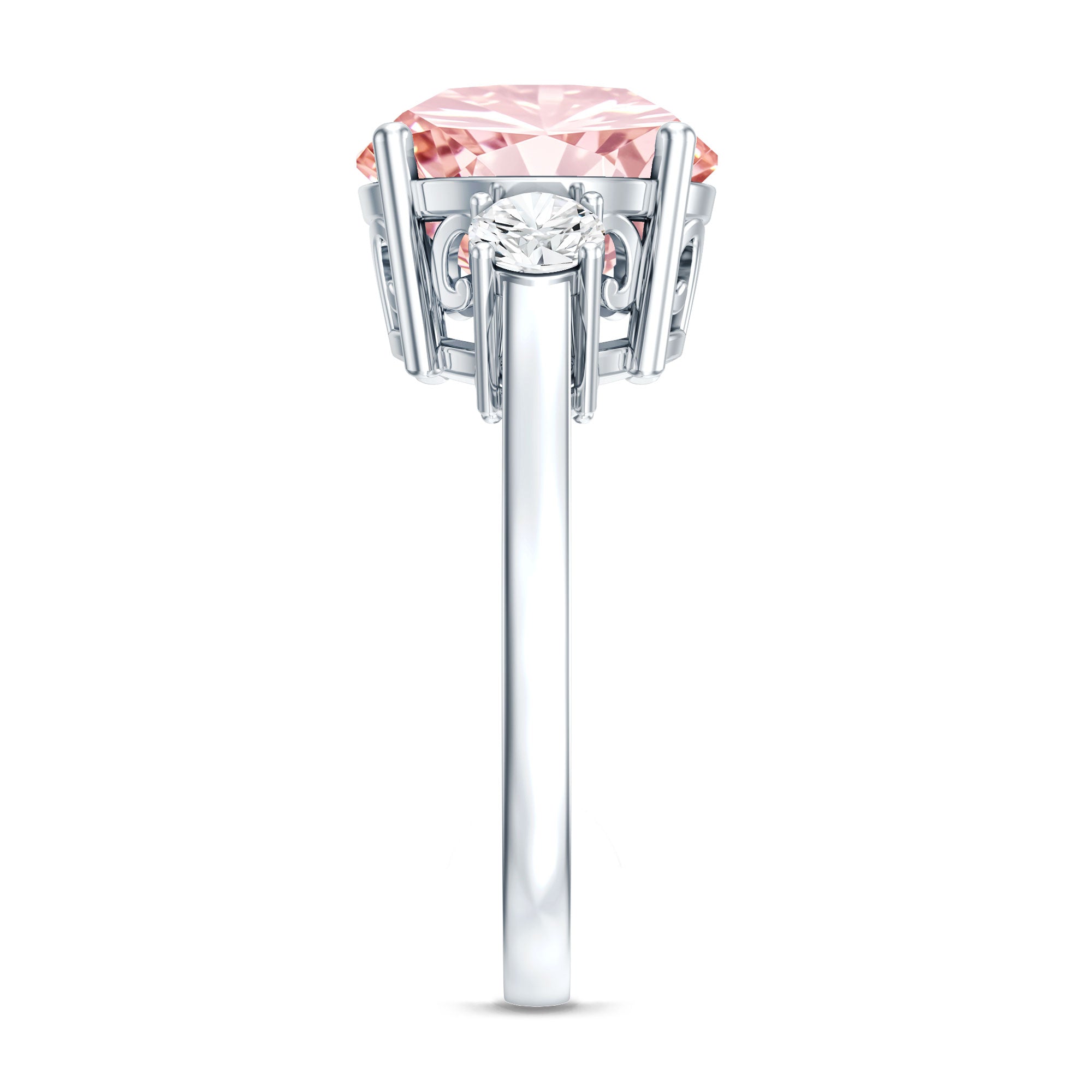 IGI Certified Lab Created Pink and White Diamond Three Stone Engagement Ring 5 Carat Fancy Pink - VS1 - Rosec Jewels