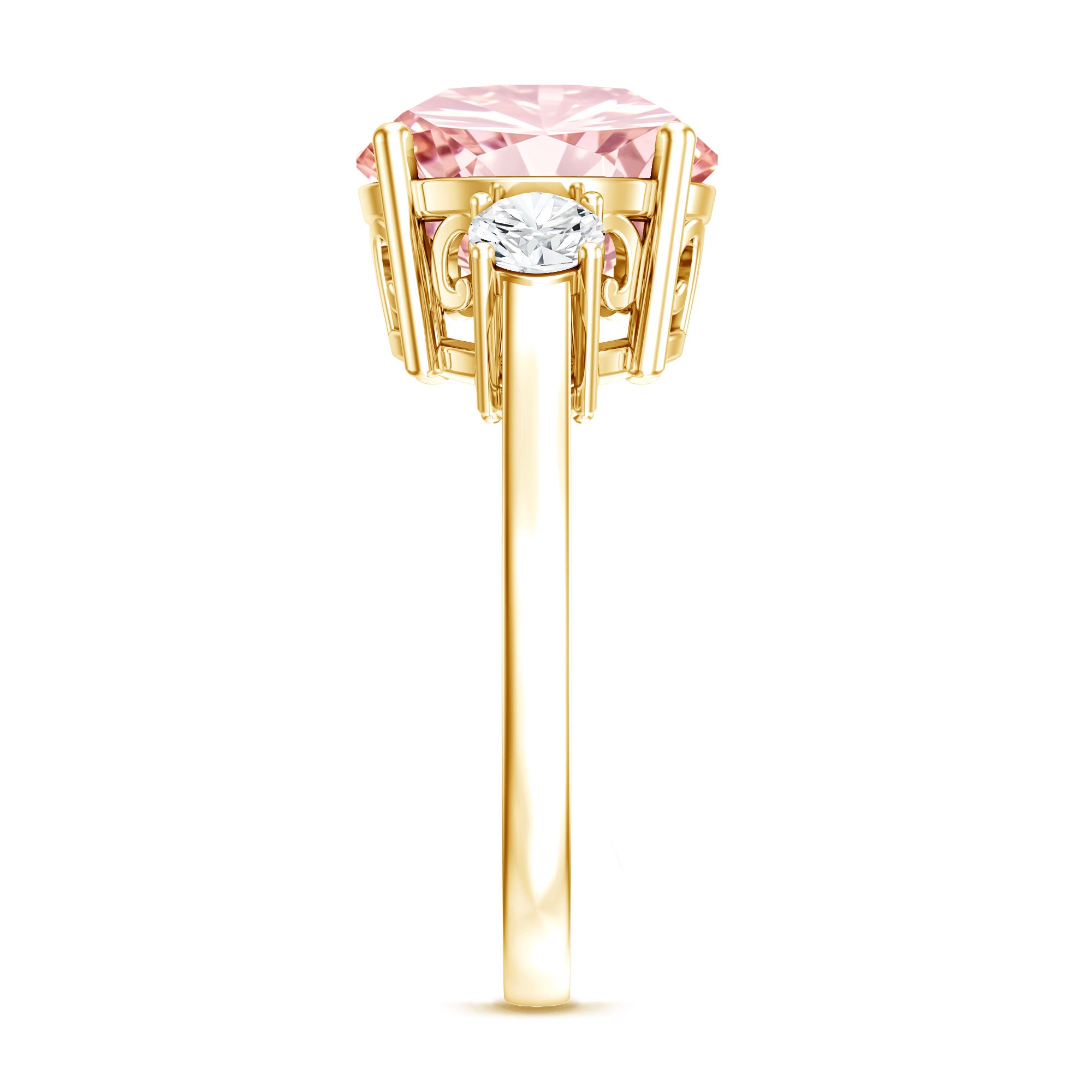 IGI Certified Lab Created Pink and White Diamond Three Stone Engagement Ring 5 Carat Fancy Pink - VS1 - Rosec Jewels