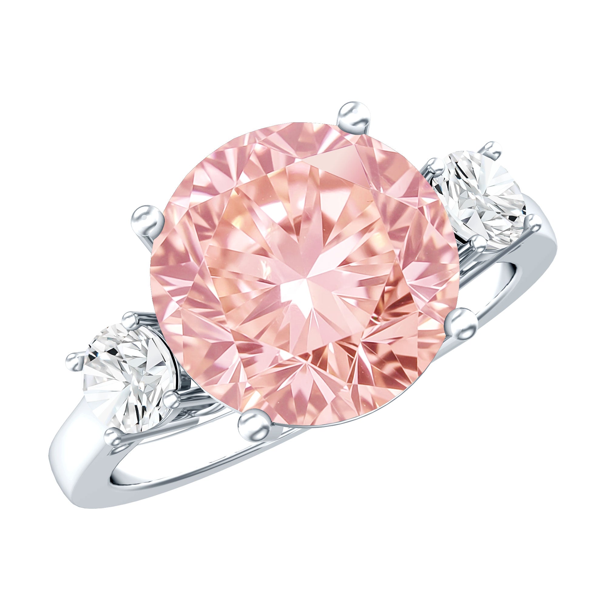 Rosec Jewels-3 Carat Lab Grown Pink and White Diamond Trilogy Engagement Ring with IGI Certificate