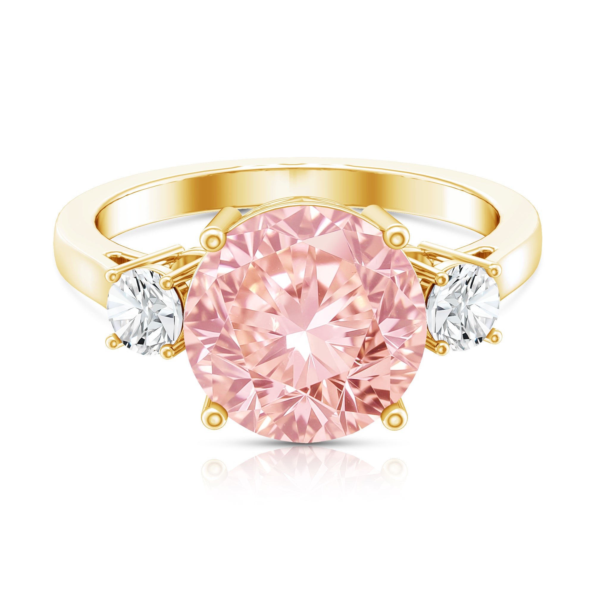 Rosec Jewels-3 Carat Lab Grown Pink and White Diamond Trilogy Engagement Ring with IGI Certificate