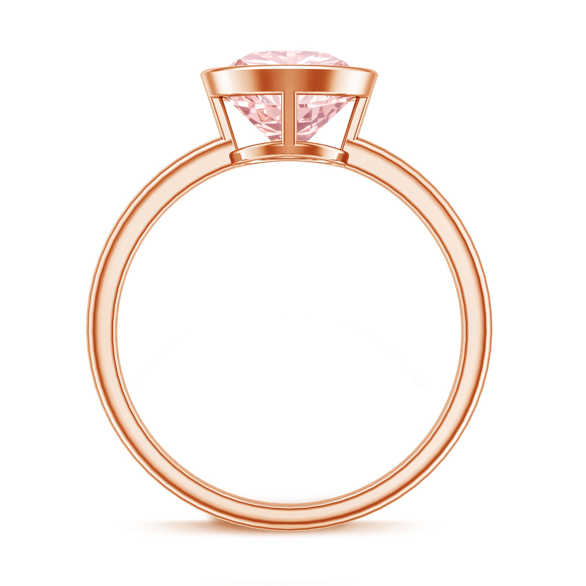 IGI Certified Lab Grown Pink Diamond 3 Carat Round Engagement Ring in Bezel Setting Fancy Pink - VS1 - Rosec Jewels