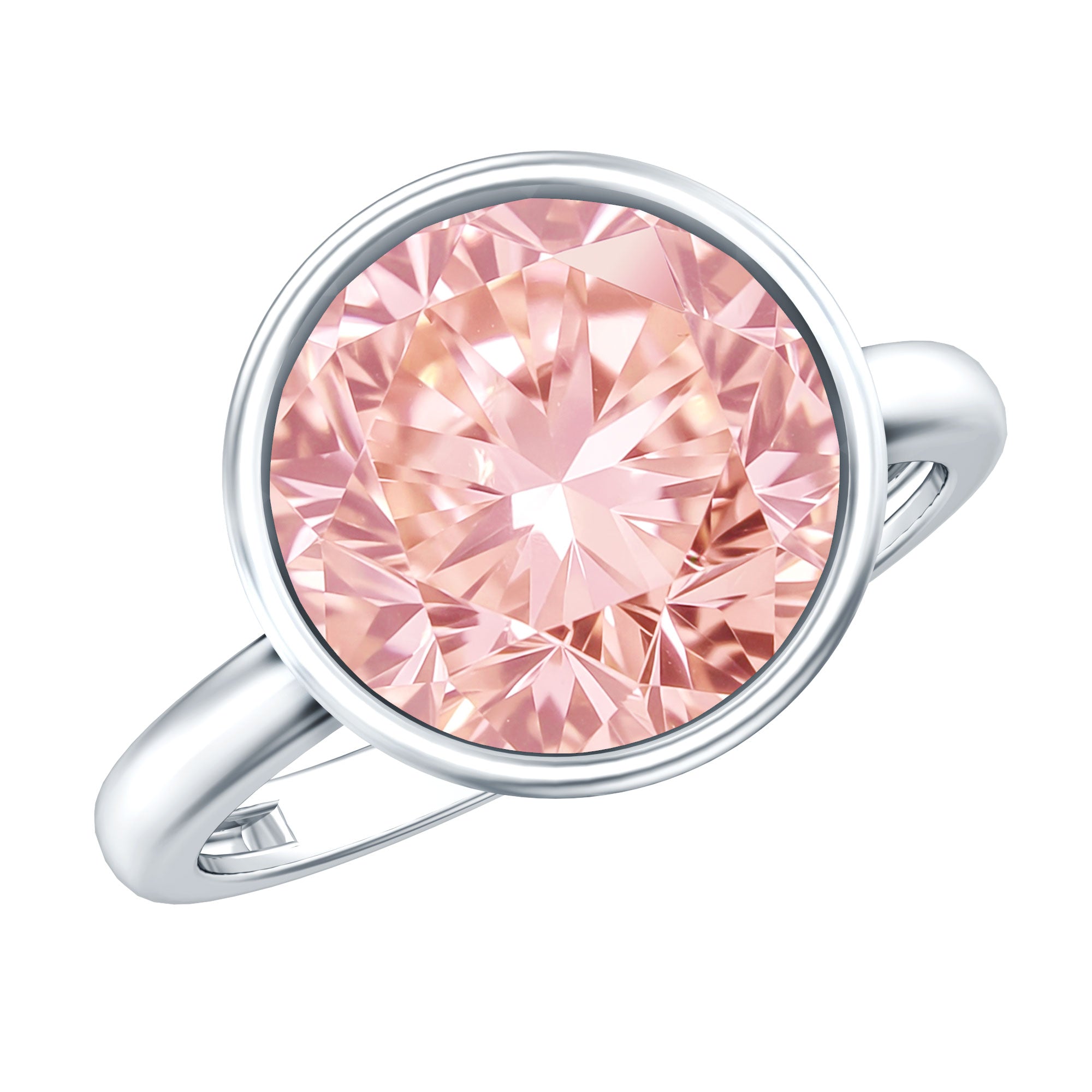 Large 5 Carat Lab Grown Pink Diamond Bezel Engagement Ring with IGI Certificate Fancy Pink - VS1 - Rosec Jewels