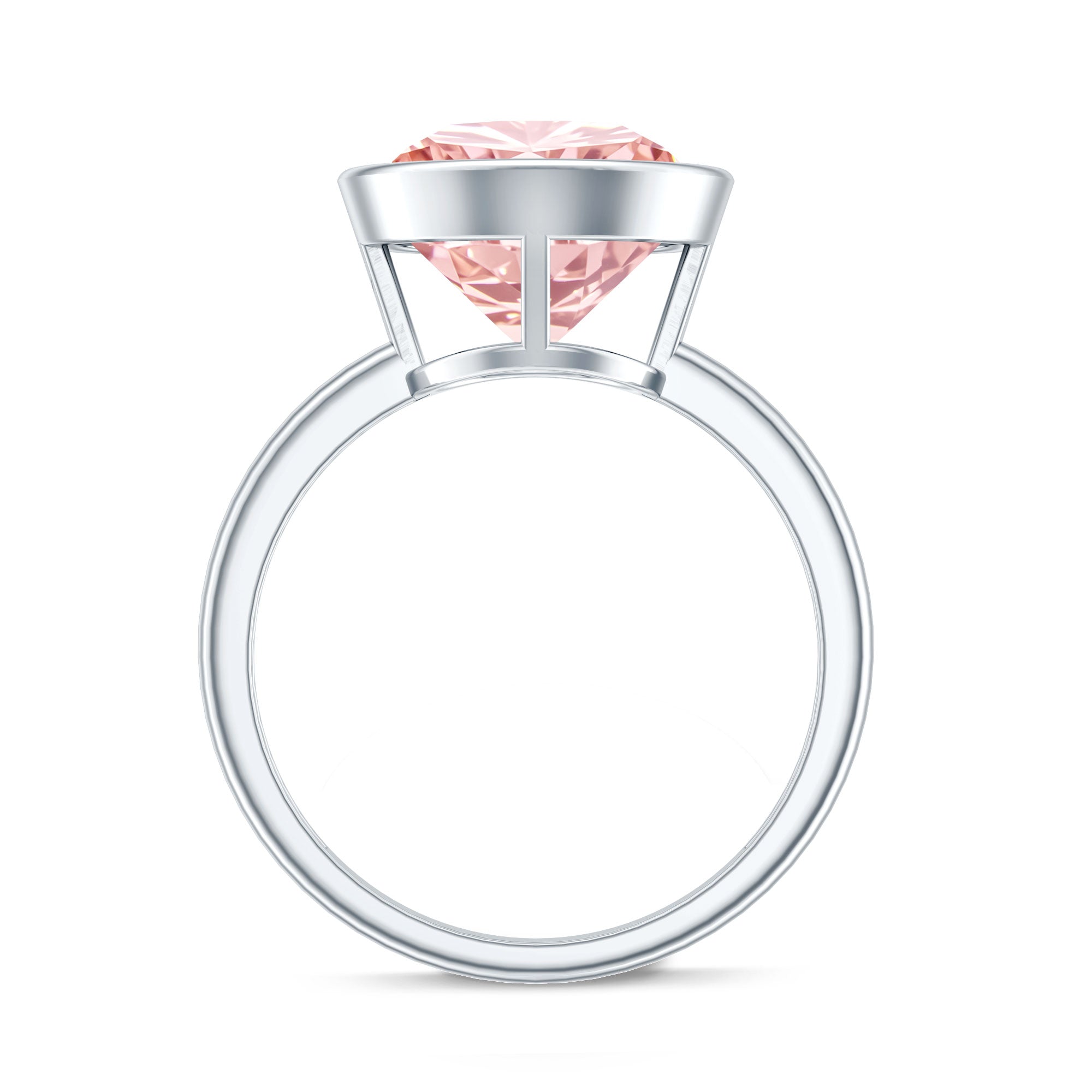 Large 5 Carat Lab Grown Pink Diamond Bezel Engagement Ring with IGI Certificate Fancy Pink - VS1 - Rosec Jewels
