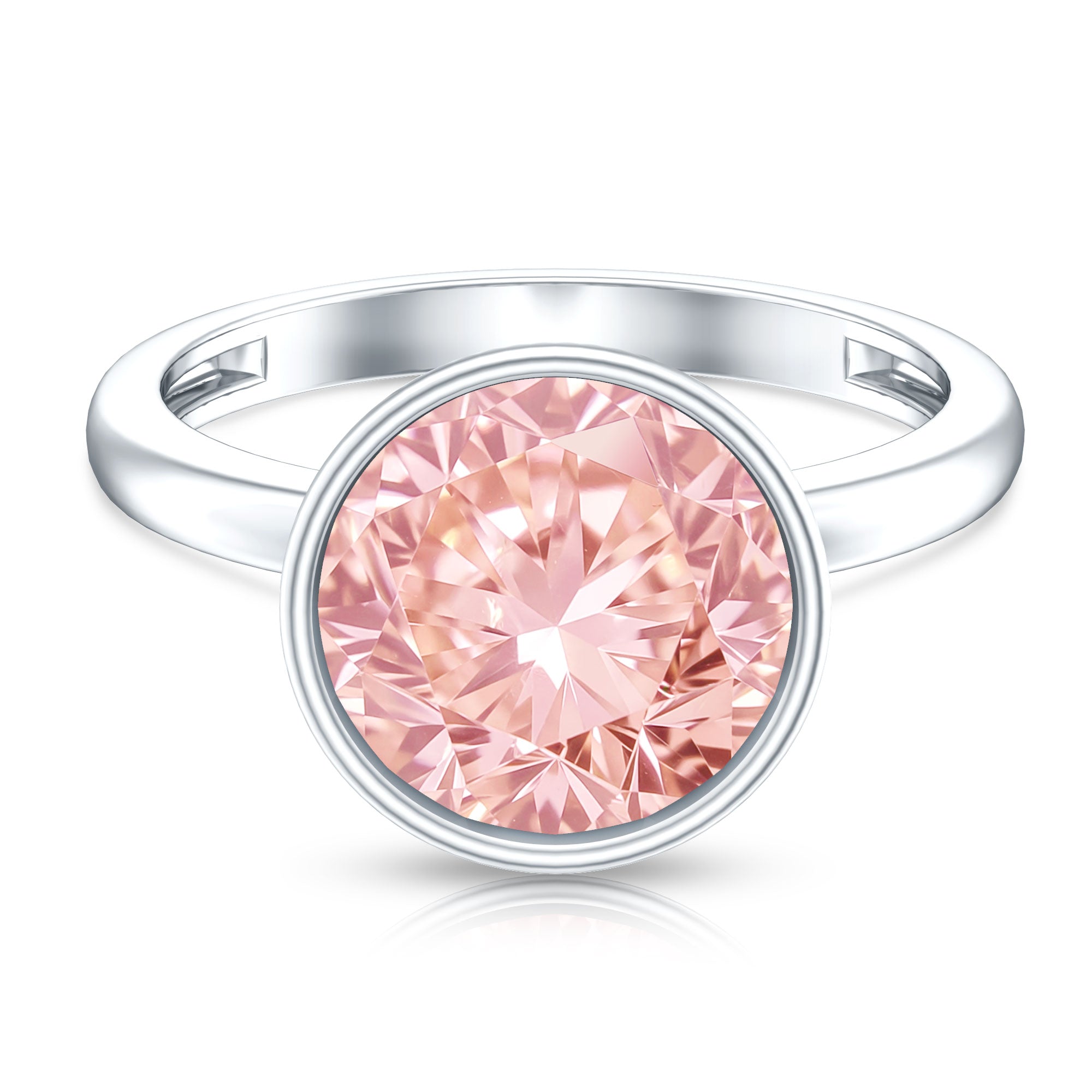 Large 5 Carat Lab Grown Pink Diamond Bezel Engagement Ring with IGI Certificate Fancy Pink - VS1 - Rosec Jewels