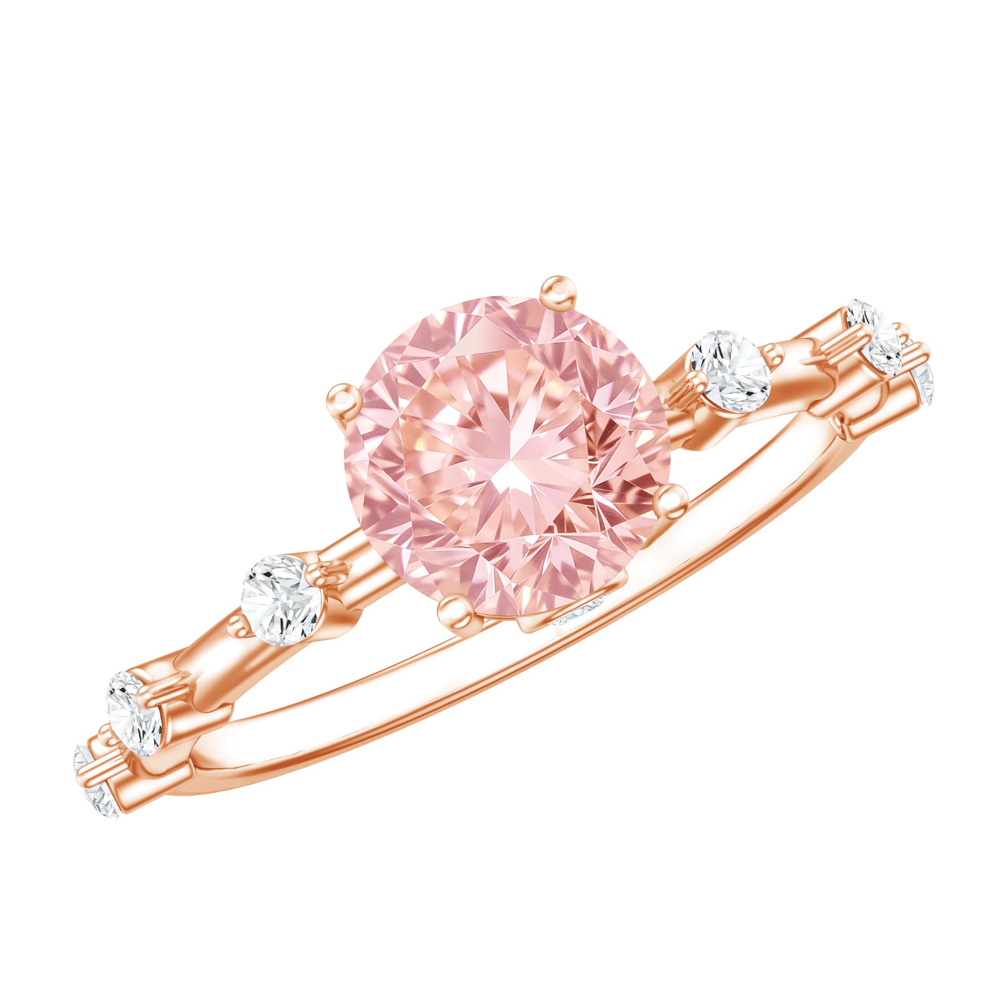 Rosec Jewels-IGI Certified 1 Carat Round Lab Grown Pink Diamond Ring