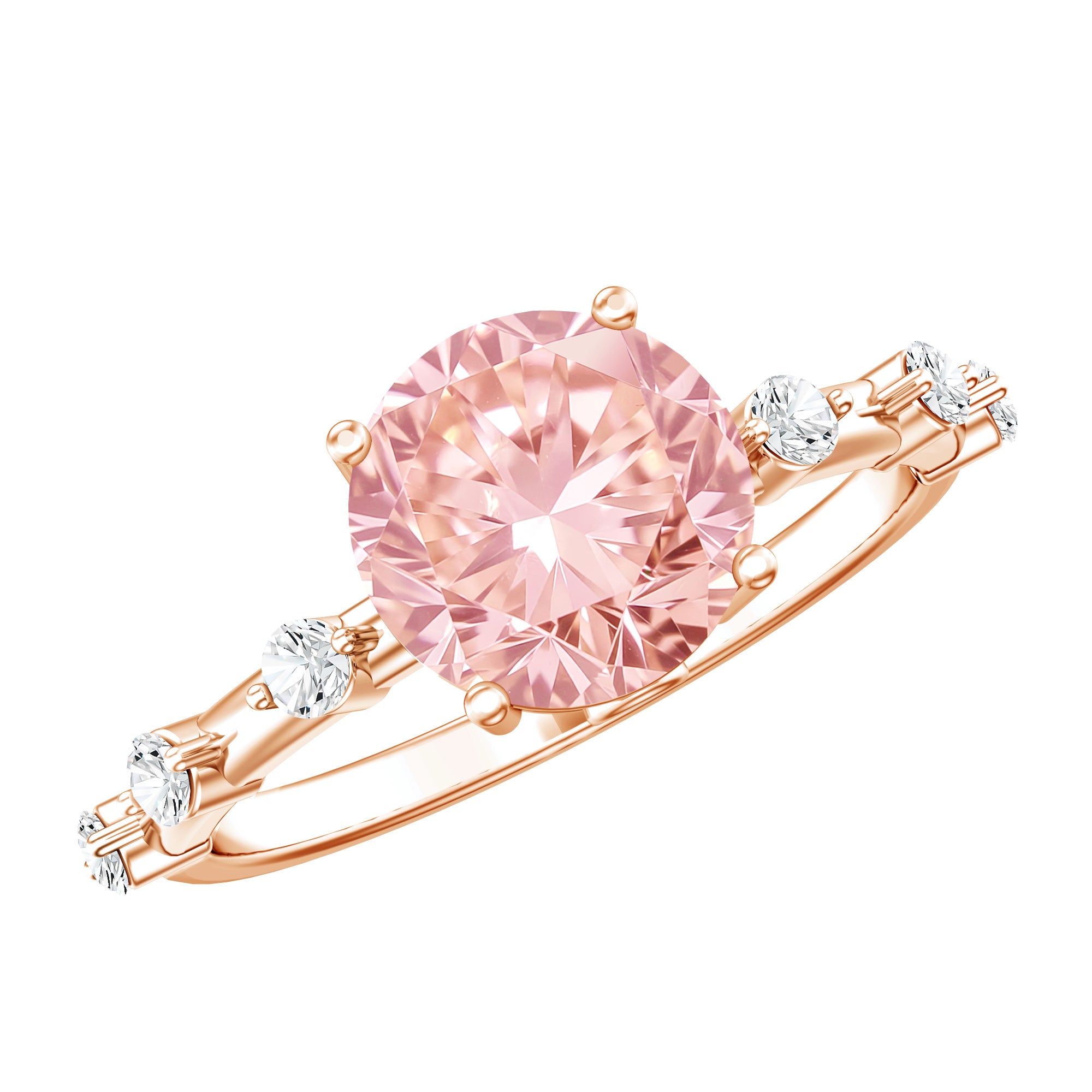 Rosec Jewels-IGI Certified 3 Carat Lab Grown Pink Diamond Engagement Ring with Spaced Accent