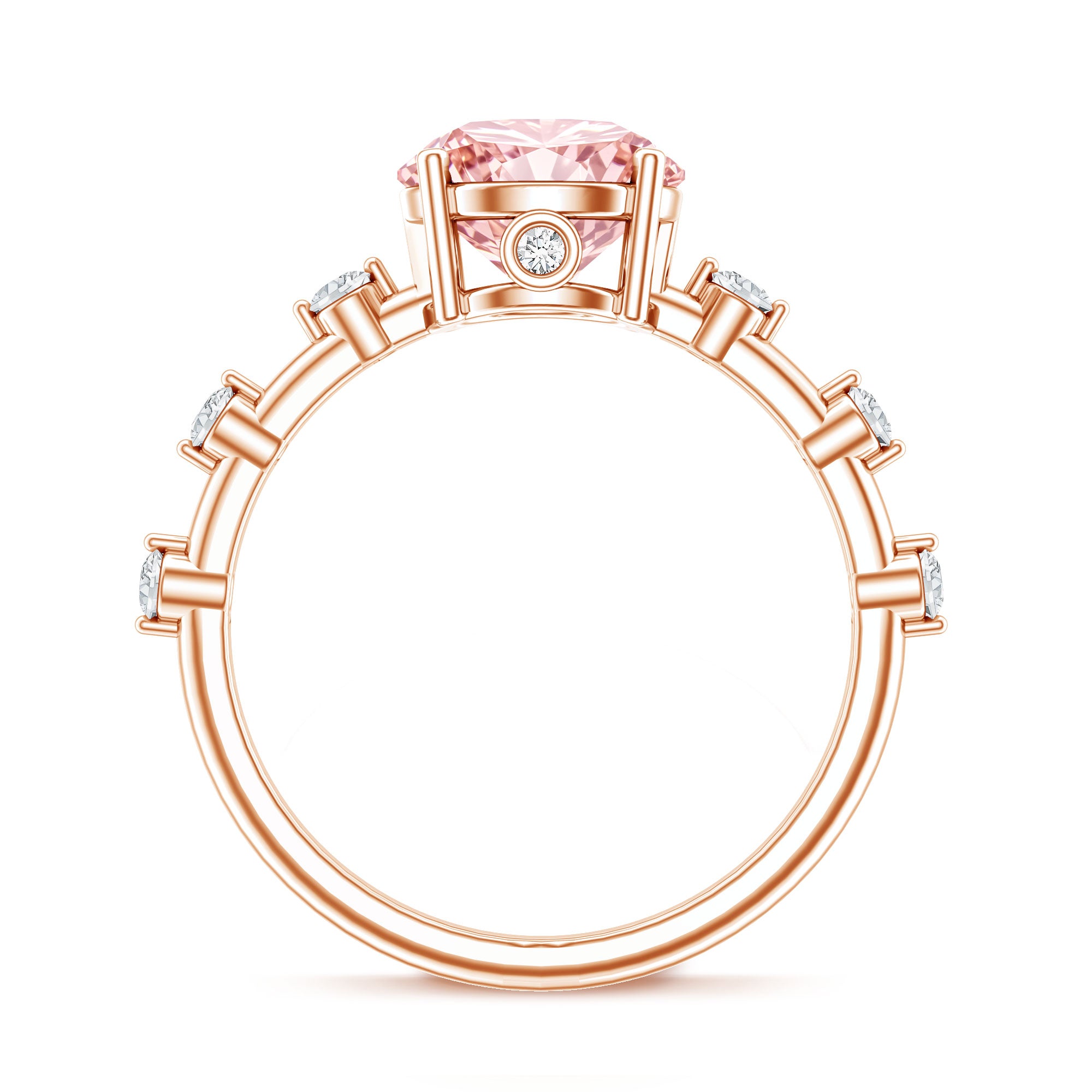 Rosec Jewels-IGI Certified 3 Carat Lab Grown Pink Diamond Engagement Ring with Spaced Accent