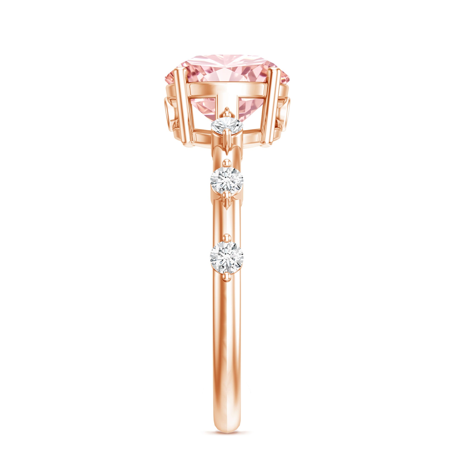 Rosec Jewels-IGI Certified 3 Carat Lab Grown Pink Diamond Engagement Ring with Spaced Accent
