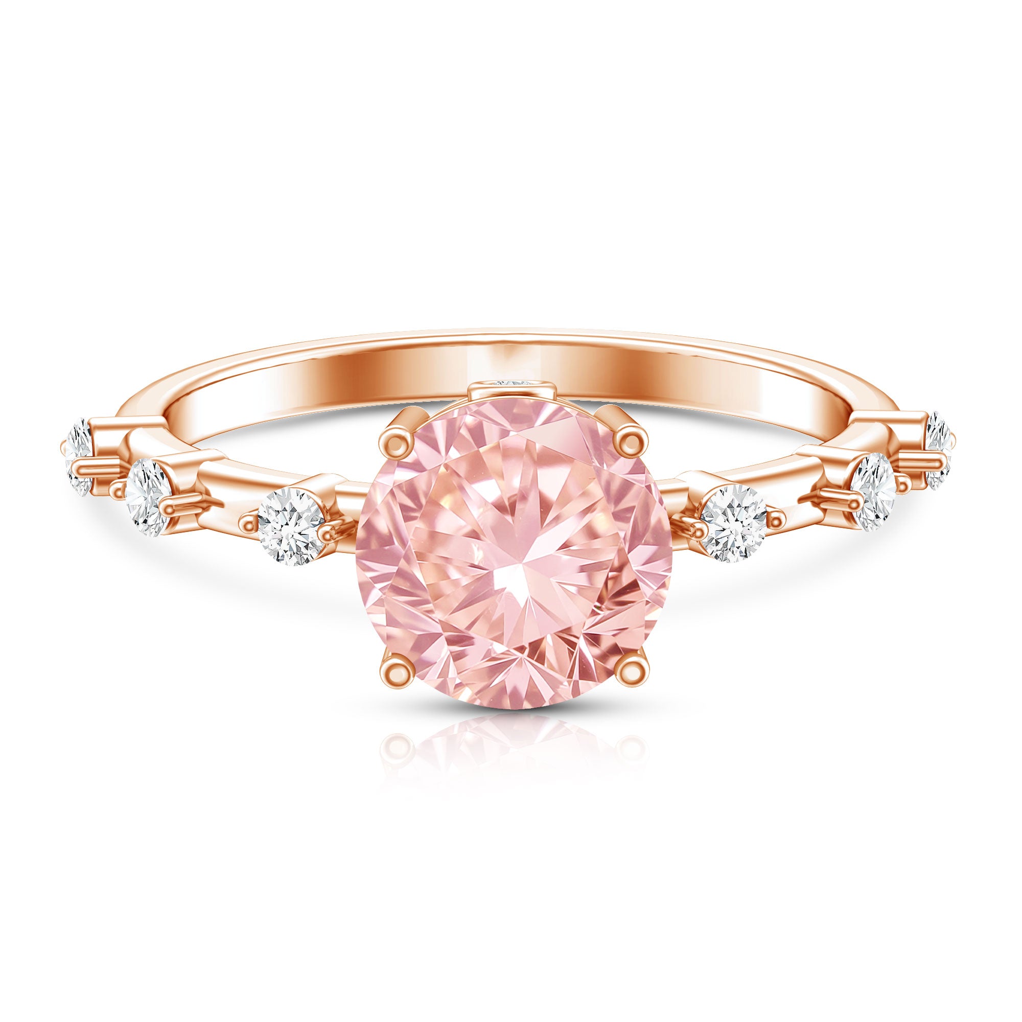 Rosec Jewels-IGI Certified 3 Carat Lab Grown Pink Diamond Engagement Ring with Spaced Accent