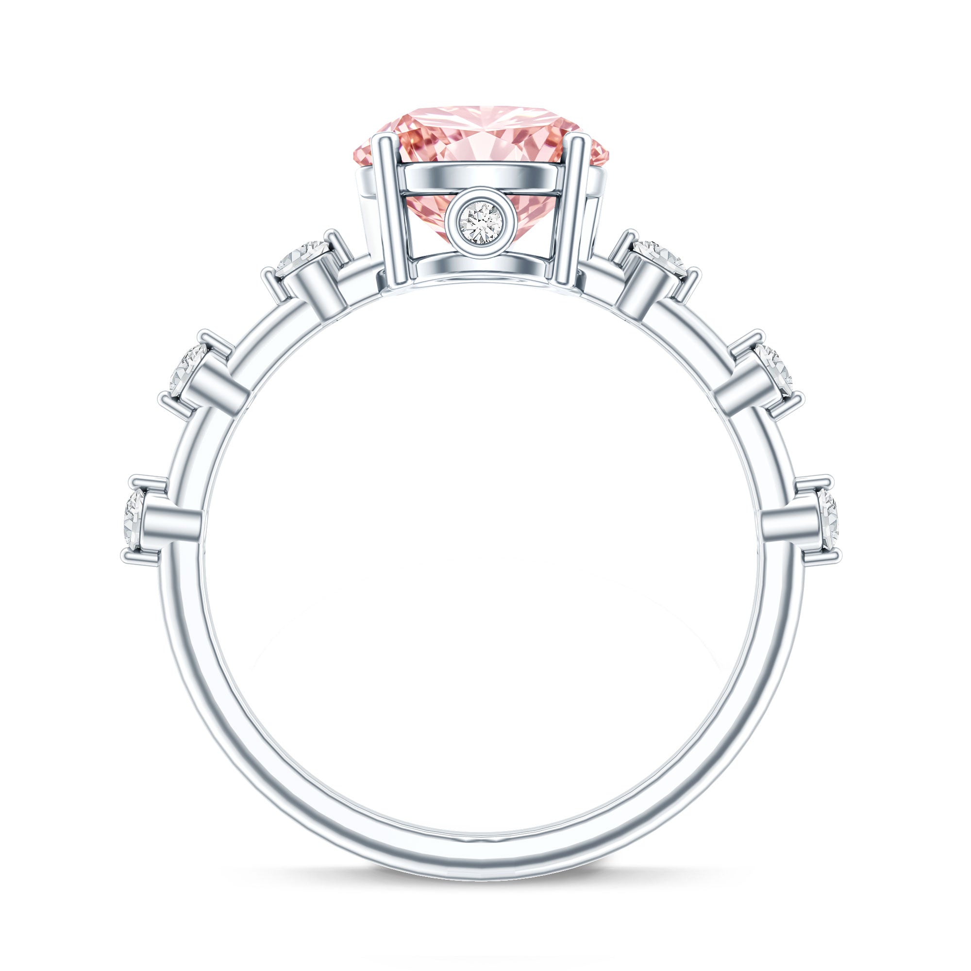 Rosec Jewels-IGI Certified 3 Carat Lab Grown Pink Diamond Engagement Ring with Spaced Accent