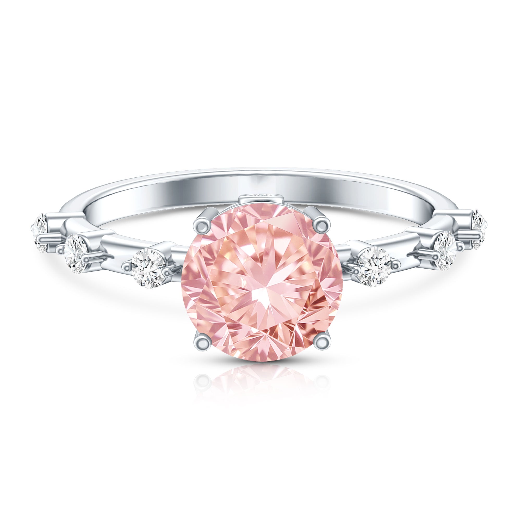 Rosec Jewels-IGI Certified 3 Carat Lab Grown Pink Diamond Engagement Ring with Spaced Accent