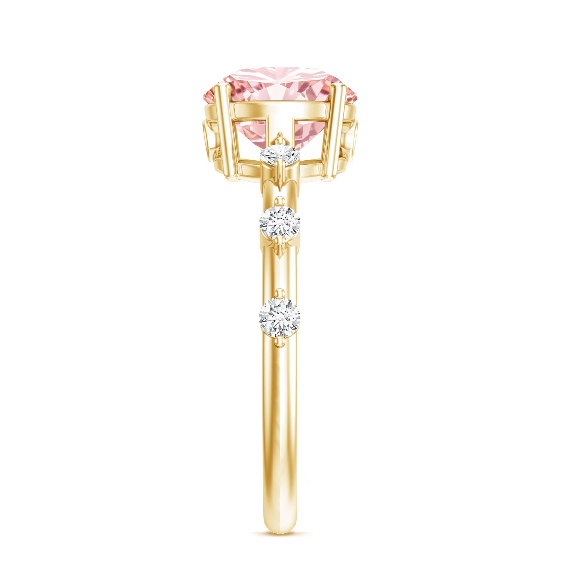 Rosec Jewels-IGI Certified 3 Carat Lab Grown Pink Diamond Engagement Ring with Spaced Accent