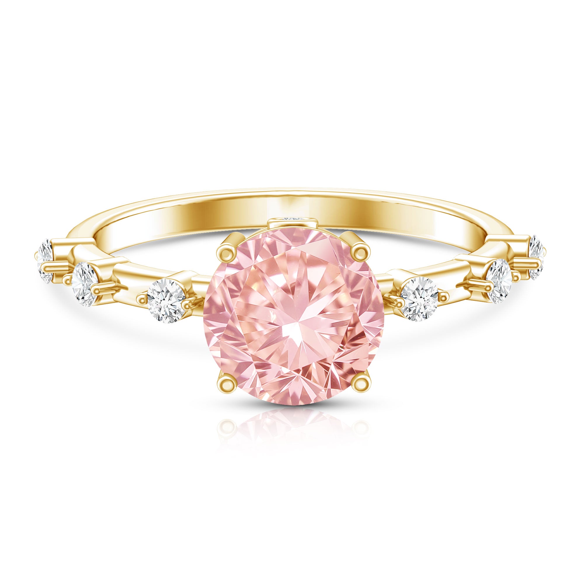 Rosec Jewels-IGI Certified 3 Carat Lab Grown Pink Diamond Engagement Ring with Spaced Accent