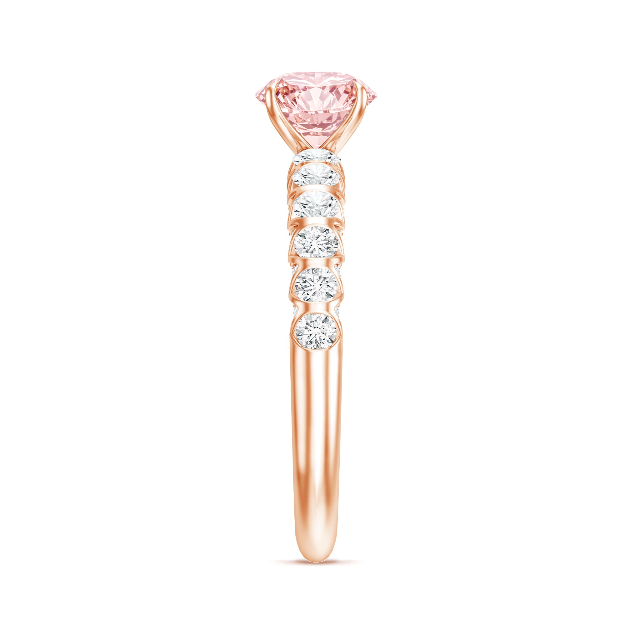 Rosec Jewels-IGI Certified 1 Carat Lab Grown Pink and White Diamond Engagement Ring with Side Stones