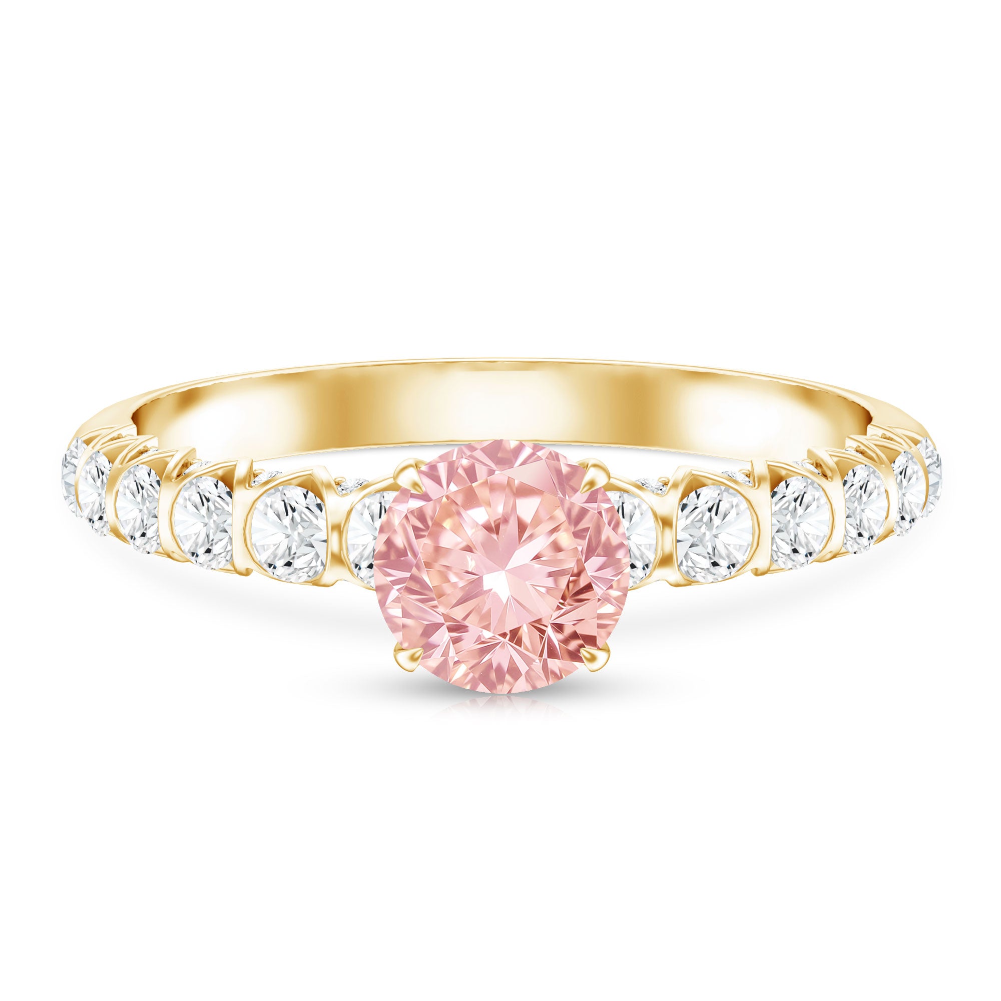 Rosec Jewels-IGI Certified 1 Carat Lab Grown Pink and White Diamond Engagement Ring with Side Stones