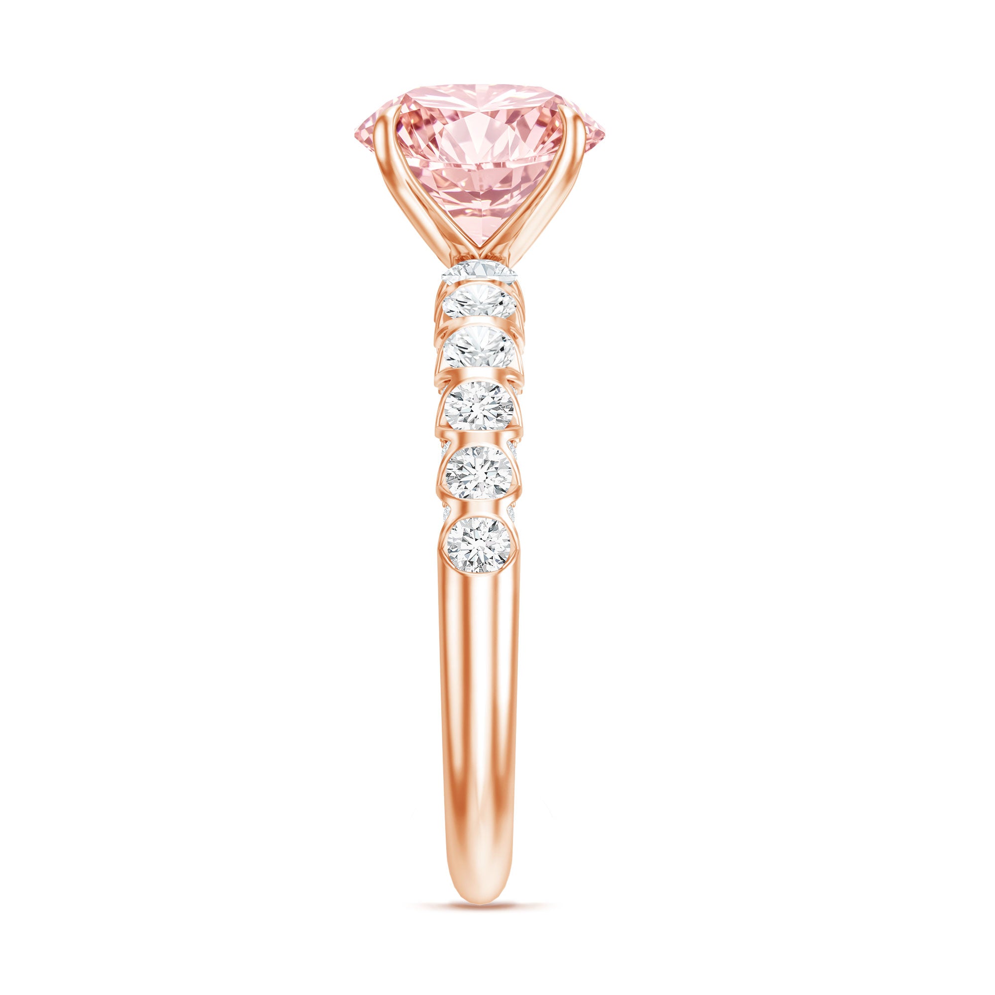 Rosec Jewels-2 Carat IGI Certified Lab Grown Pink and White Diamond Engagement Ring with Side Stones