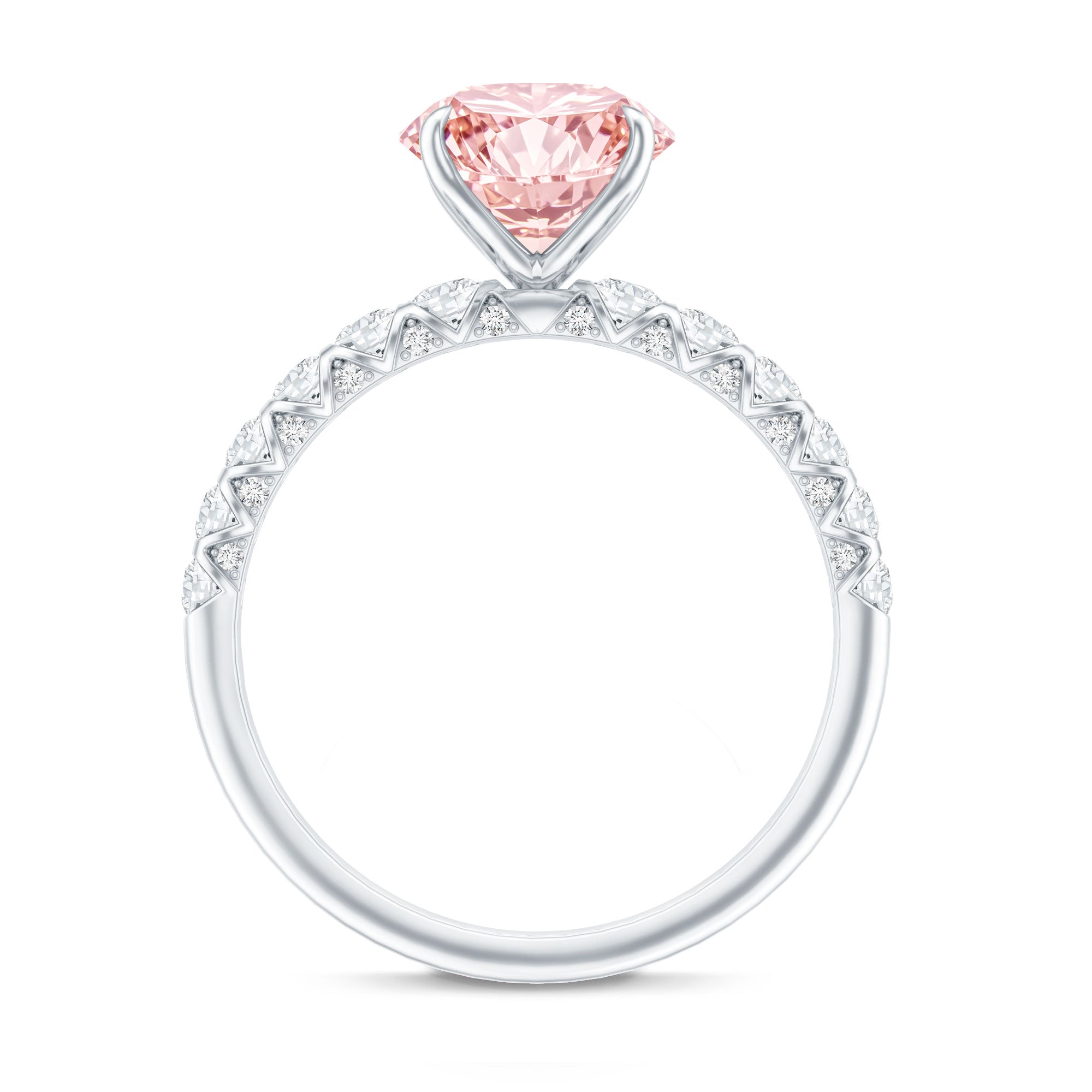 Rosec Jewels-2 Carat IGI Certified Lab Grown Pink and White Diamond Engagement Ring with Side Stones