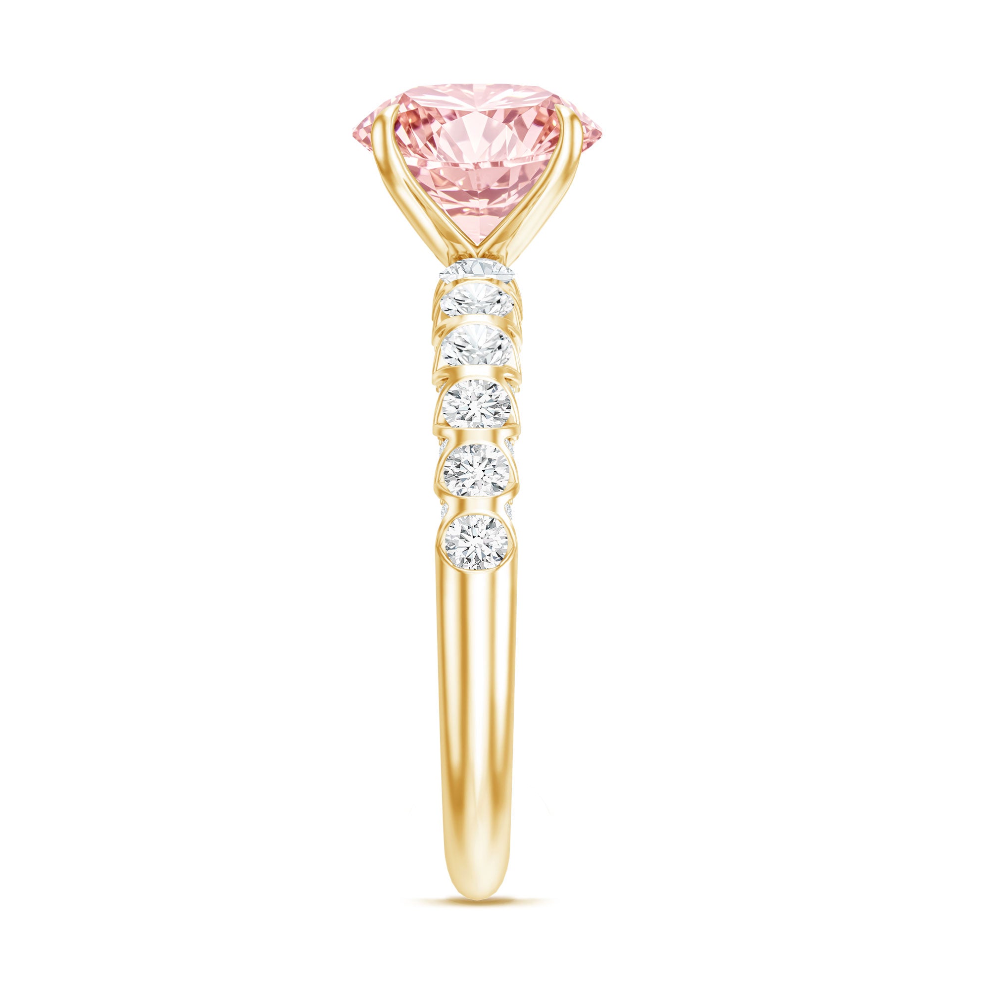 Rosec Jewels-2 Carat IGI Certified Lab Grown Pink and White Diamond Engagement Ring with Side Stones