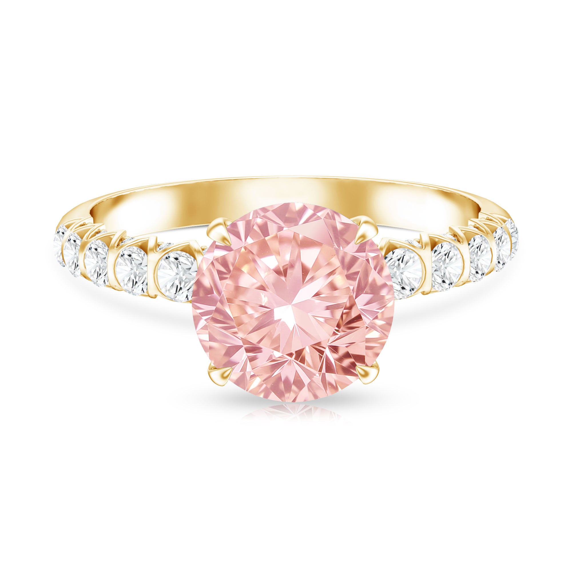 Round 3 Carat Lab Pink Diamond Side Stone Engagement Ring with IGI Certificate Fancy Pink - VS1 - Rosec Jewels