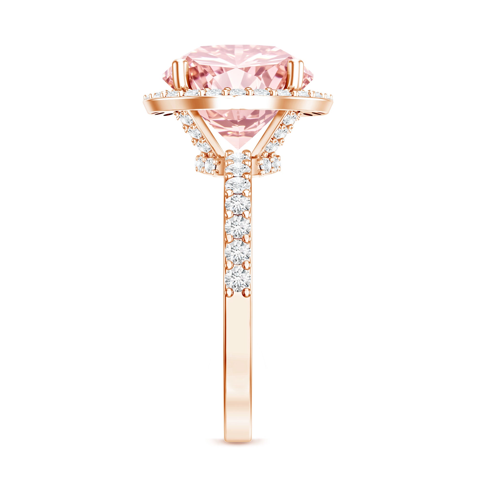 Rosec Jewels-Round 5 Carat Lab Grown Pink Diamond Halo Engagement Ring IGI Certified