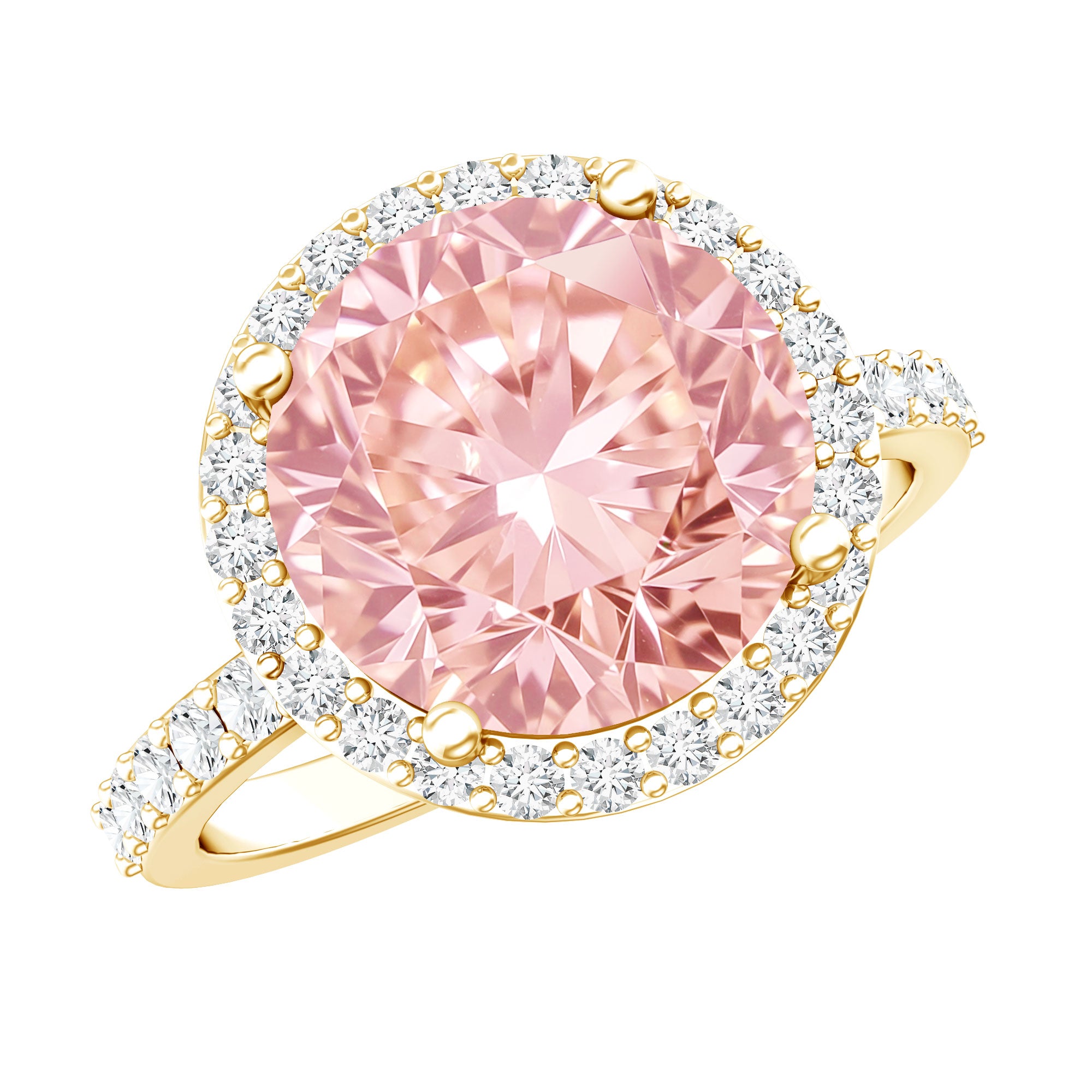 Rosec Jewels-Round 5 Carat Lab Grown Pink Diamond Halo Engagement Ring IGI Certified