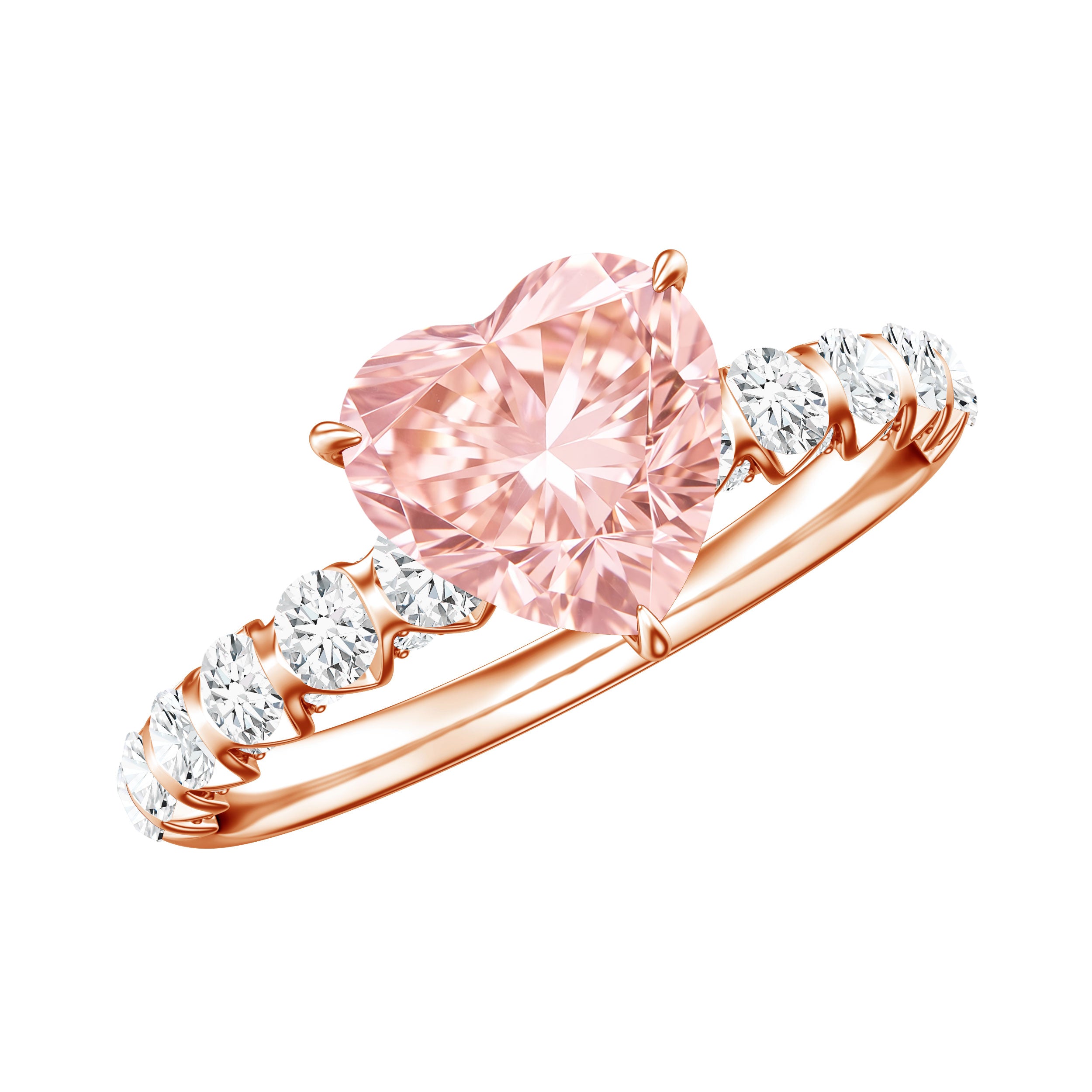 Rosec Jewels-IGI Certified 1 Carat Lab Grown Pink and White Diamond Heart Engagement Ring for Her