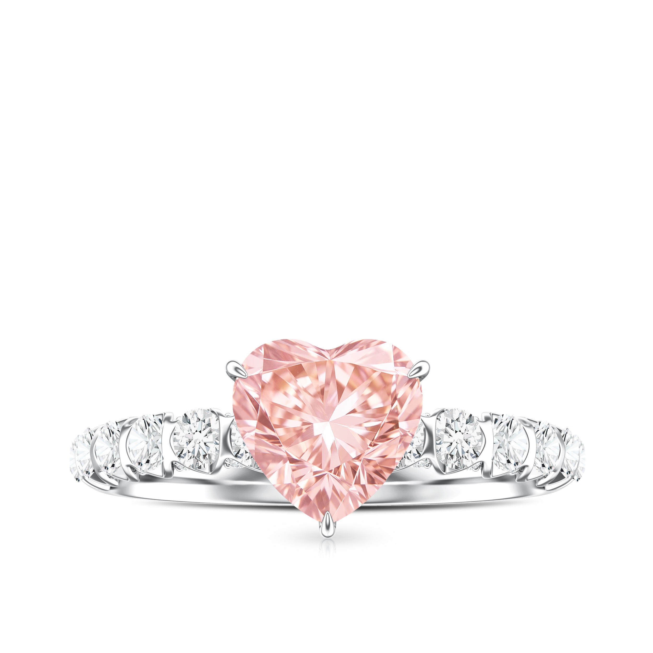 Rosec Jewels-IGI Certified 1 Carat Lab Grown Pink and White Diamond Heart Engagement Ring for Her