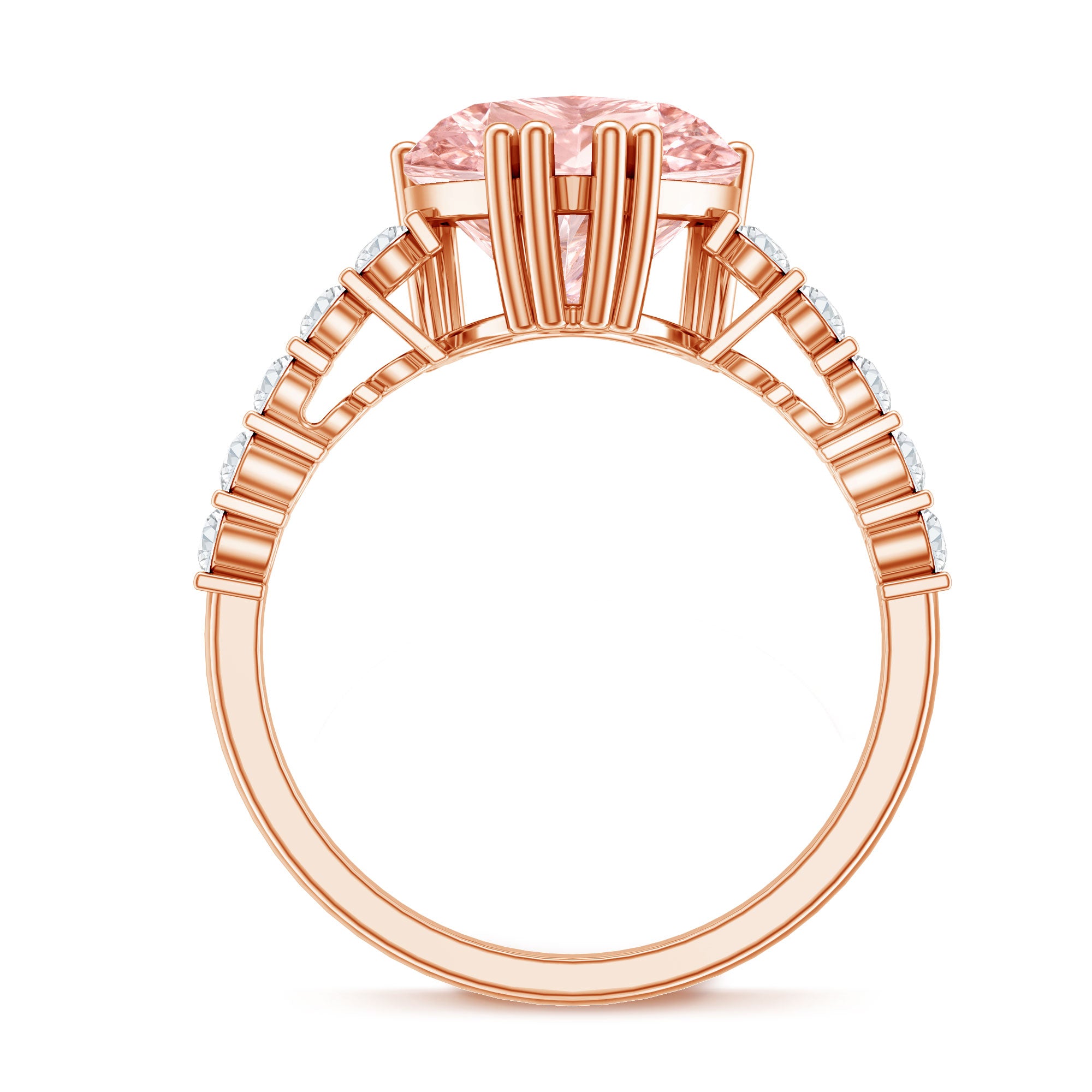 Rosec Jewels-IGI Certified 3 Carat Lab Grown Diamond Pink Heart Engagement Ring with Side Stones