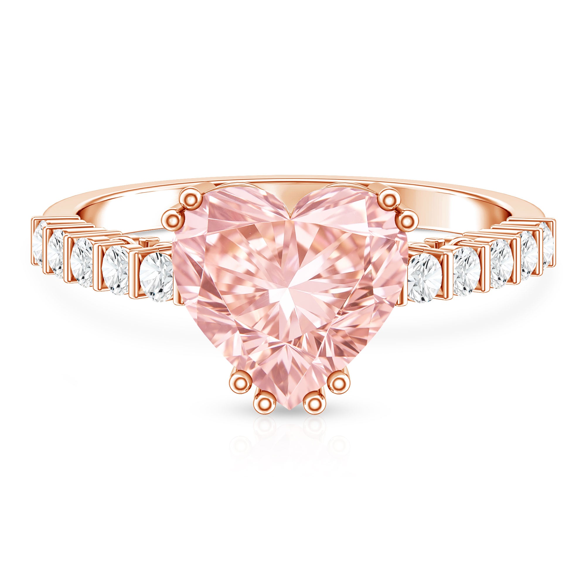 Rosec Jewels-IGI Certified 3 Carat Lab Grown Diamond Pink Heart Engagement Ring with Side Stones