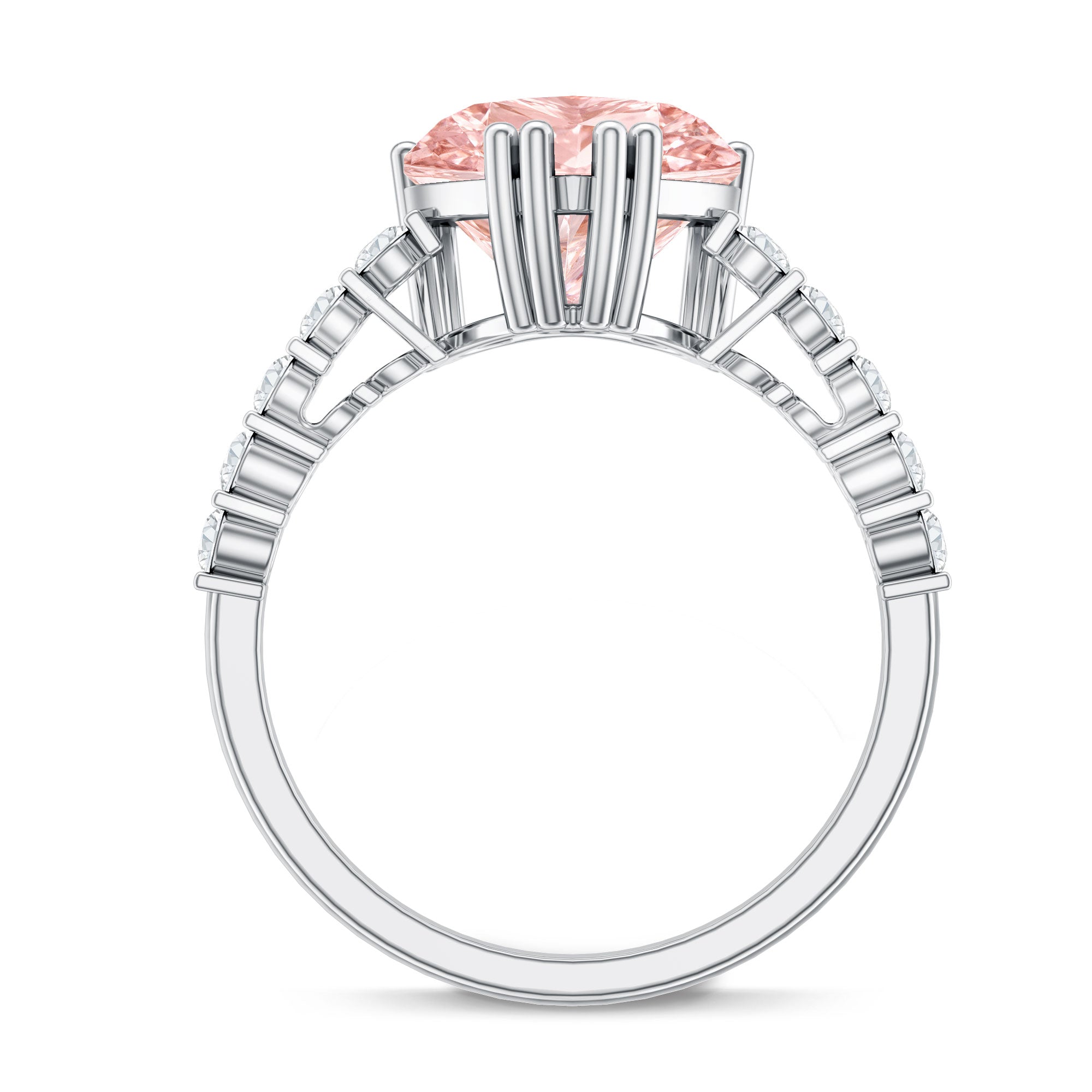 Rosec Jewels-IGI Certified 3 Carat Lab Grown Diamond Pink Heart Engagement Ring with Side Stones