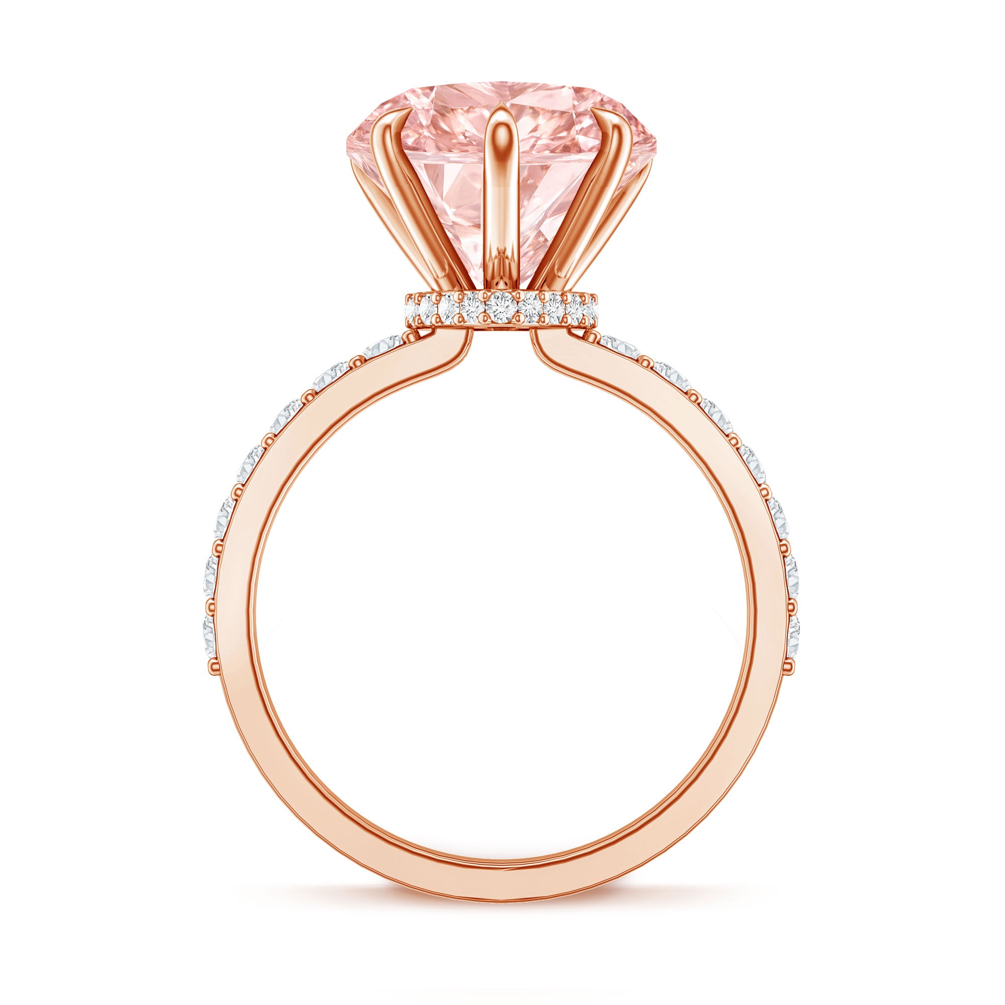 IGI Certified 4 Ct Lab Grown Pink Diamond Heart Engagement Ring with Hidden Halo Fancy Pink - VS1 - Rosec Jewels